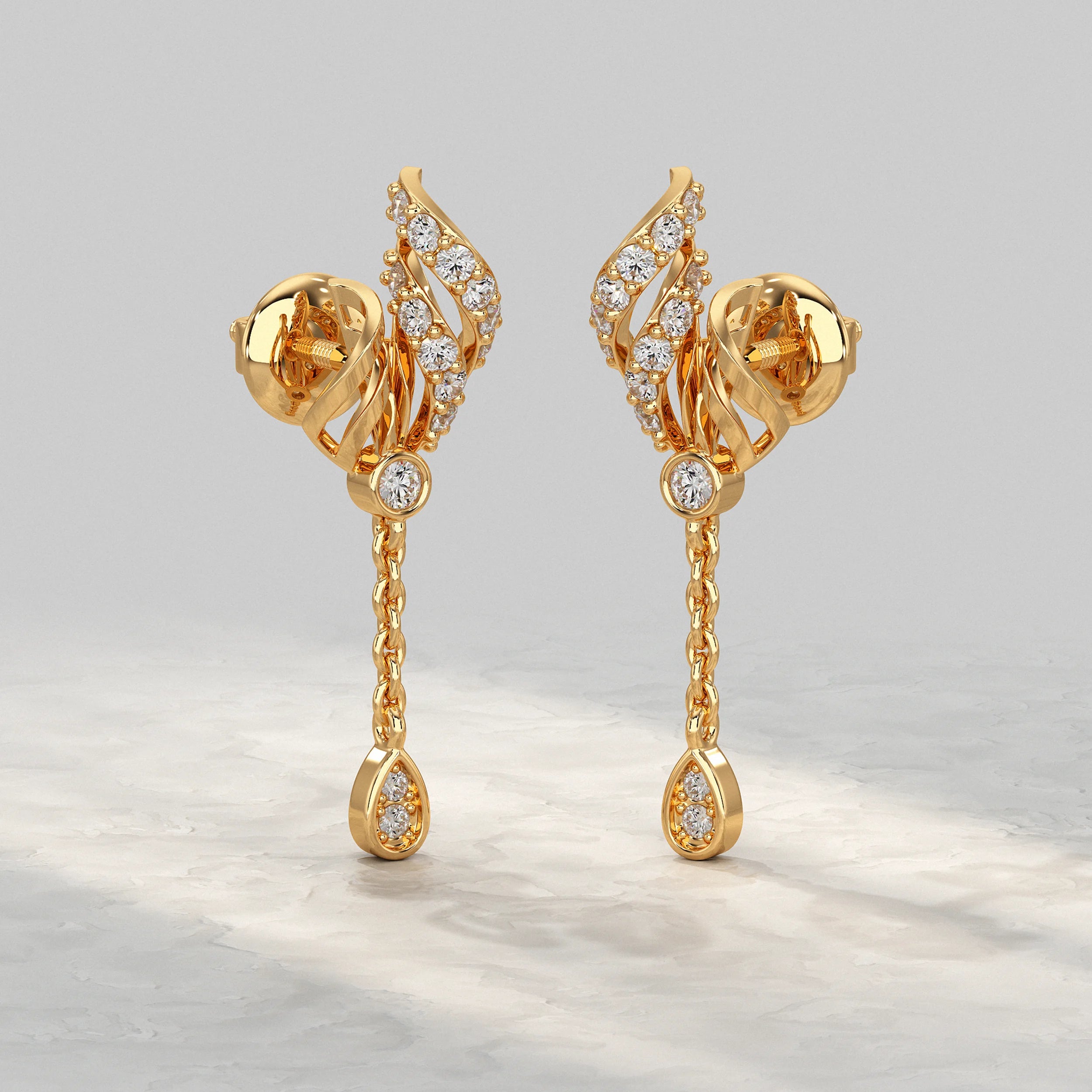 Twisted Lab Diamond Chain Drop Earrings