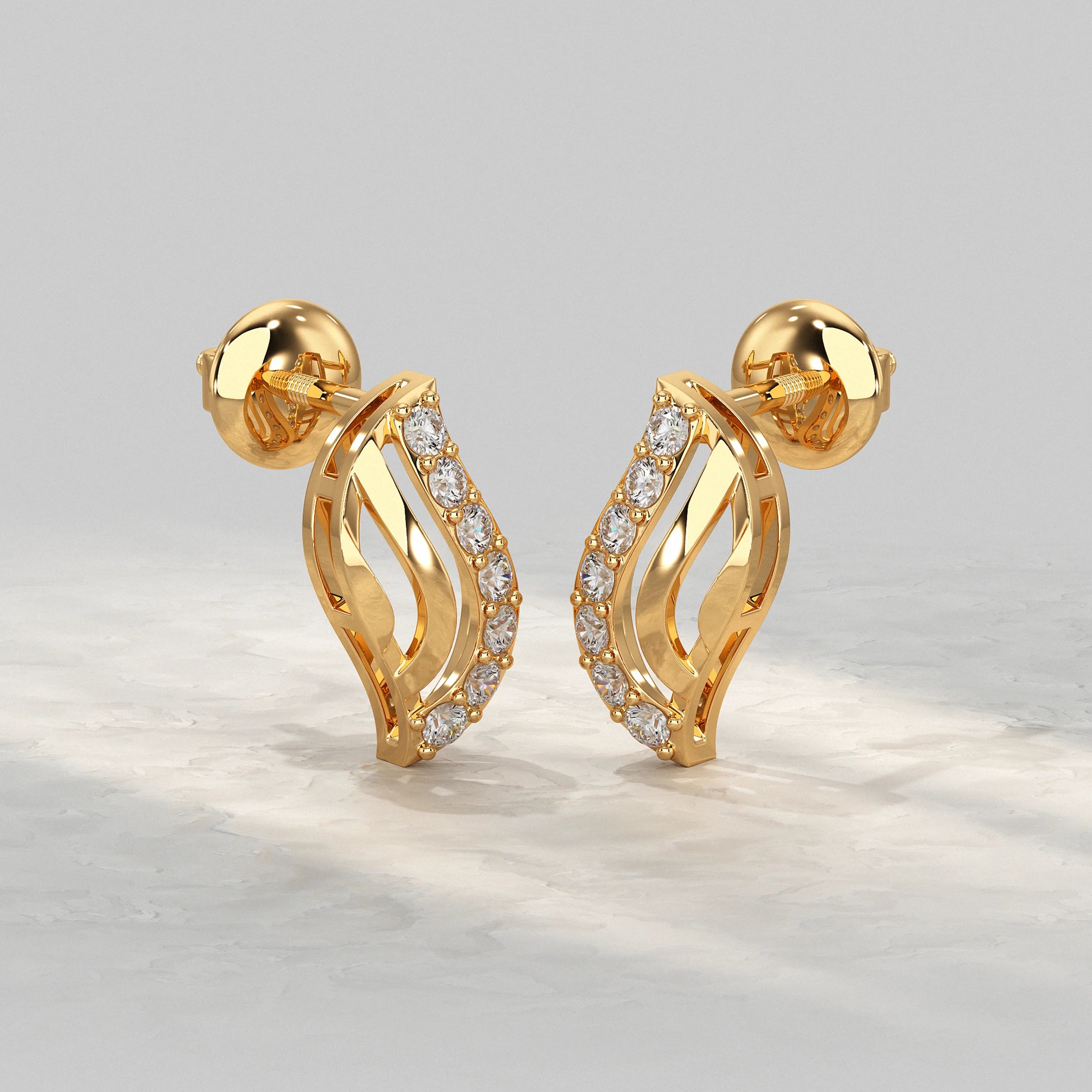 Wave Design Diamond Accent Stud Earrings