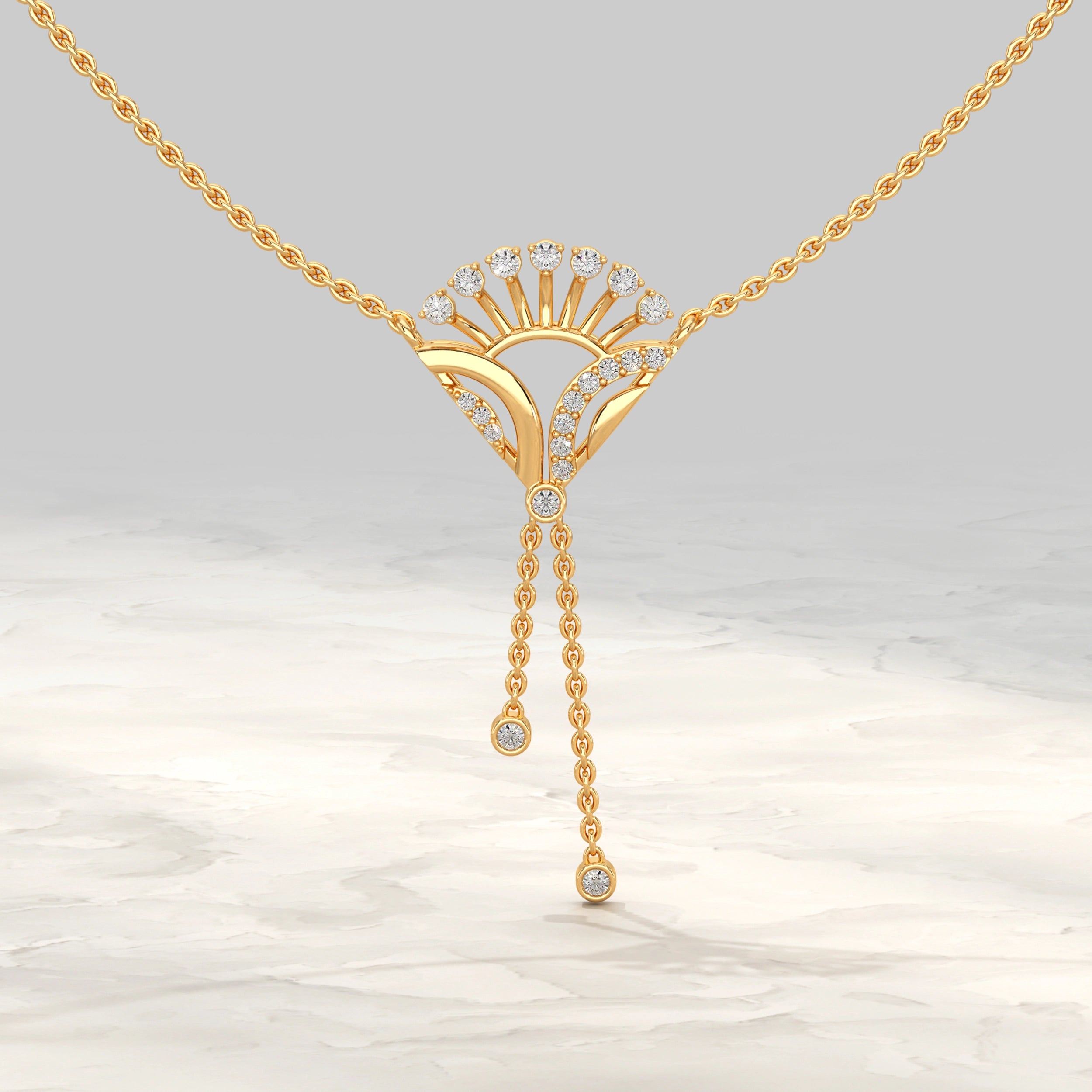 Diamond Pendant with Drop Chains