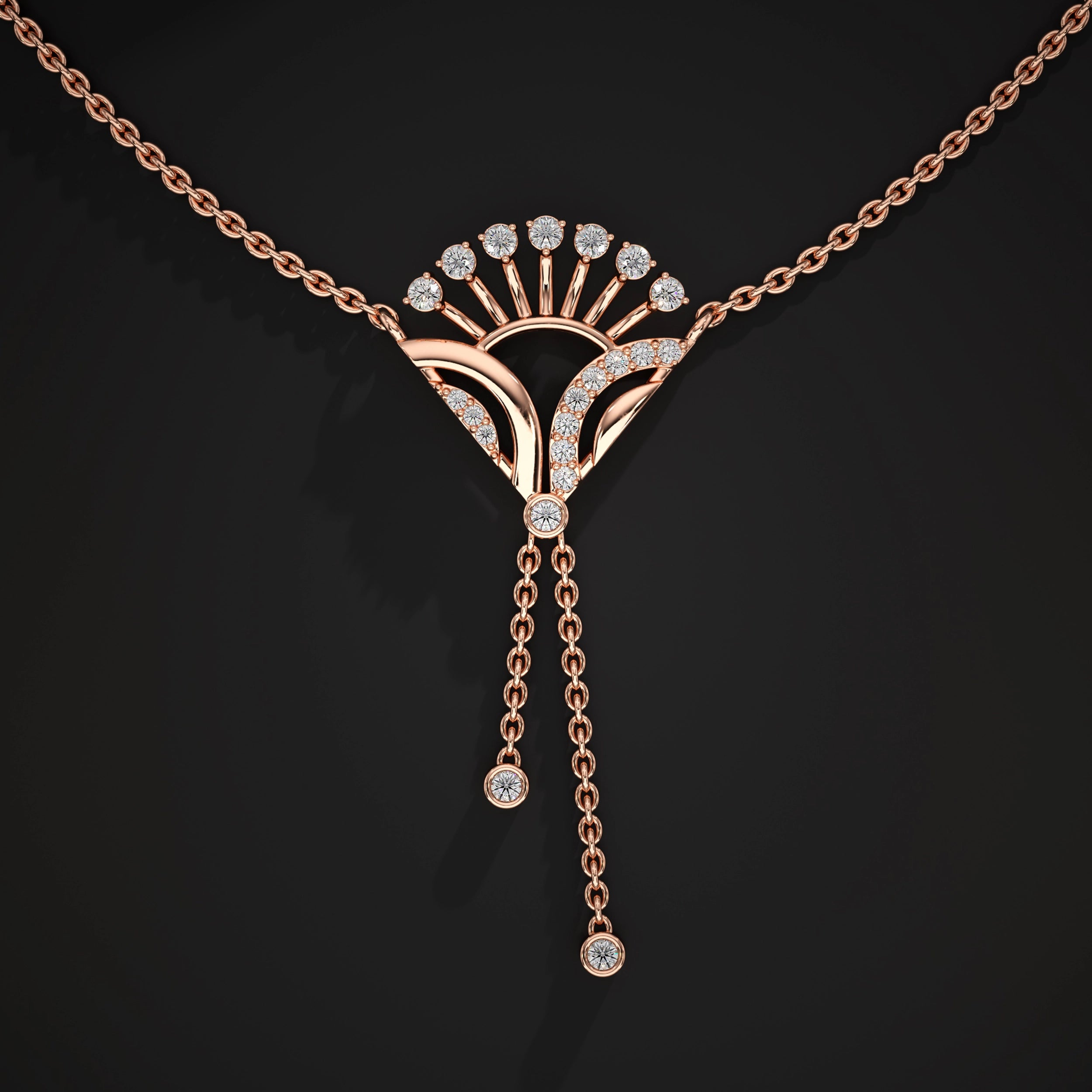 Diamond Pendant with Drop Chains
