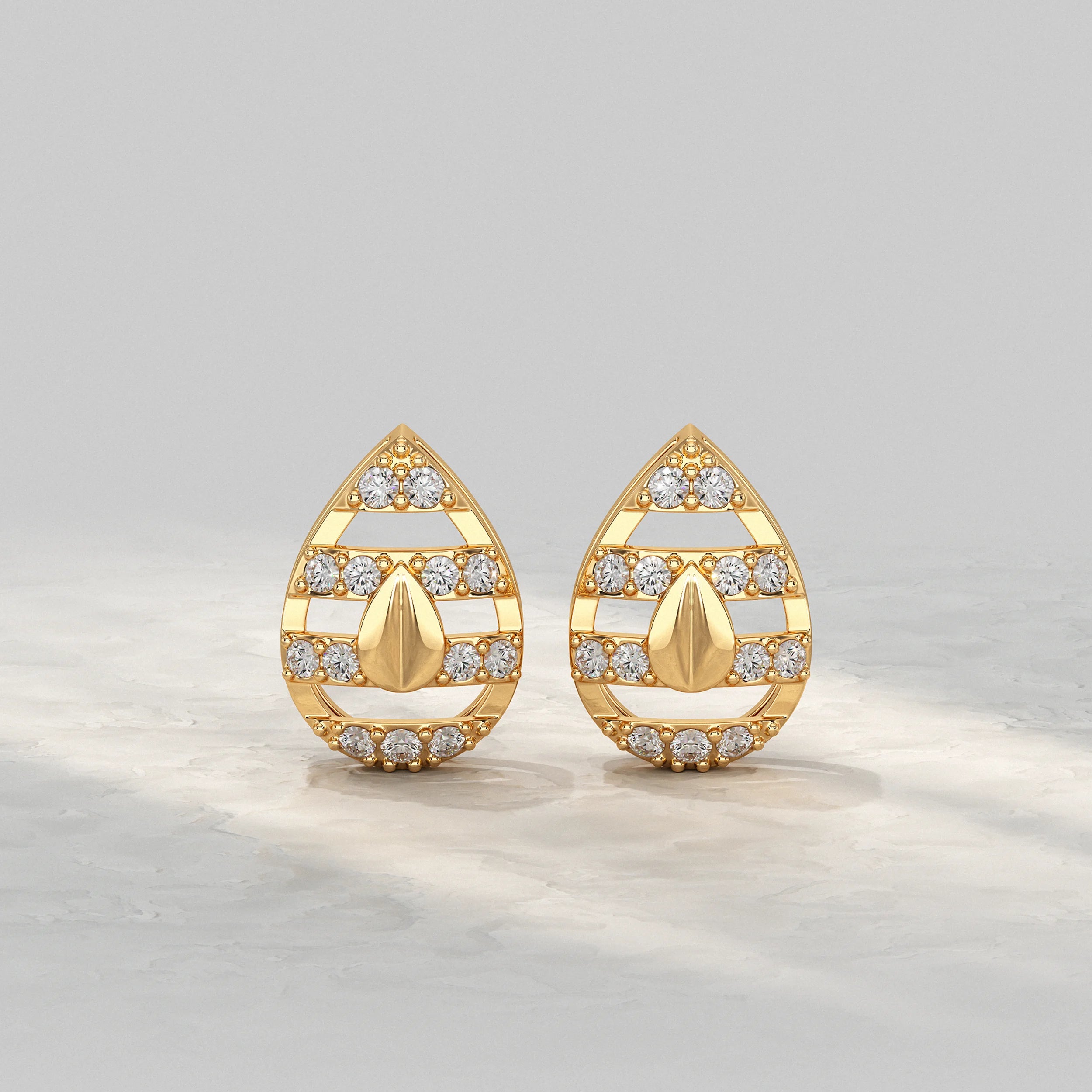 Teardrop Diamond Cluster Open Frame Stud Earrings