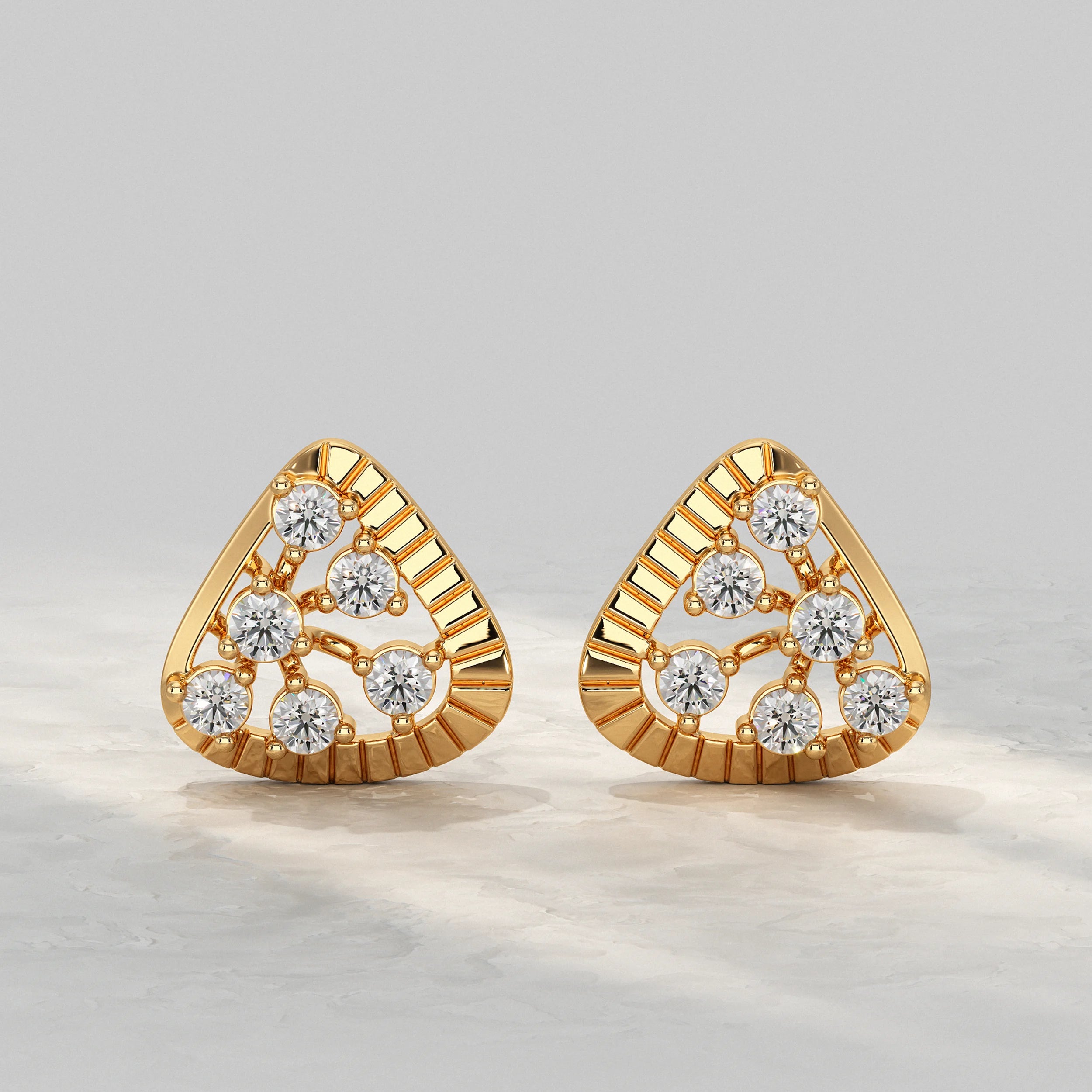 Round Lab Diamond Triangular Stud Earrings
