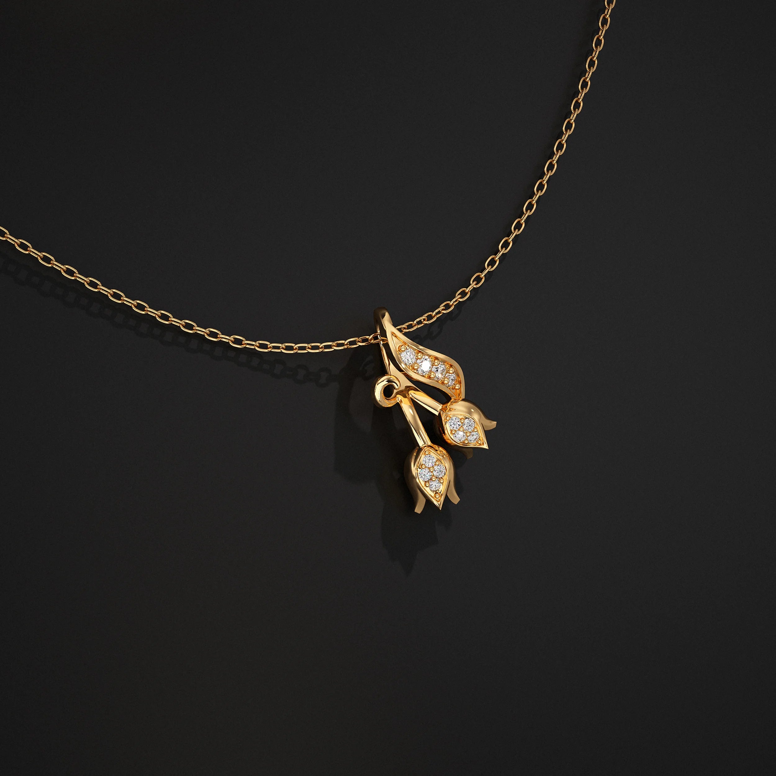 Round Diamond Tulip Design Pendant