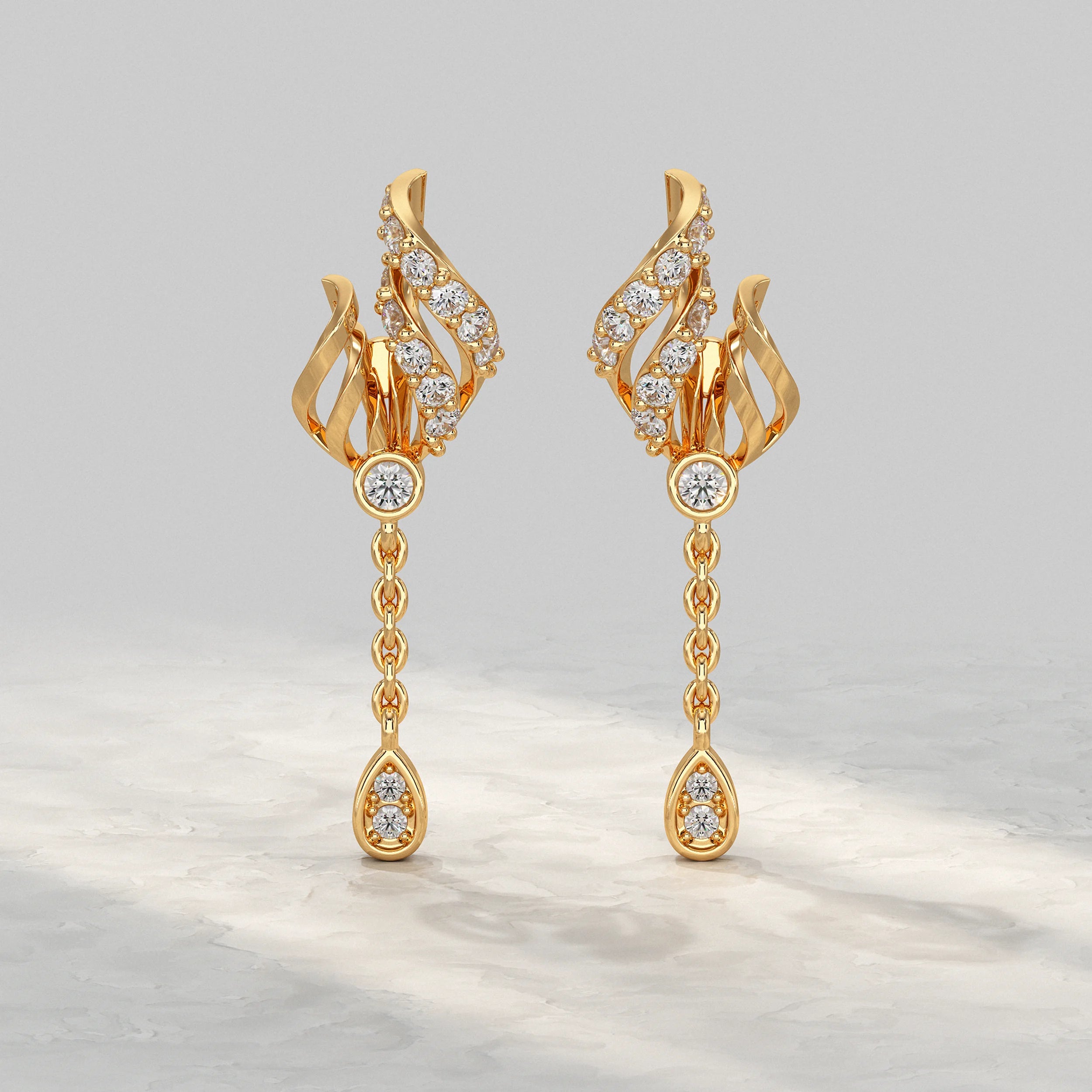 Twisted Lab Diamond Chain Drop Earrings