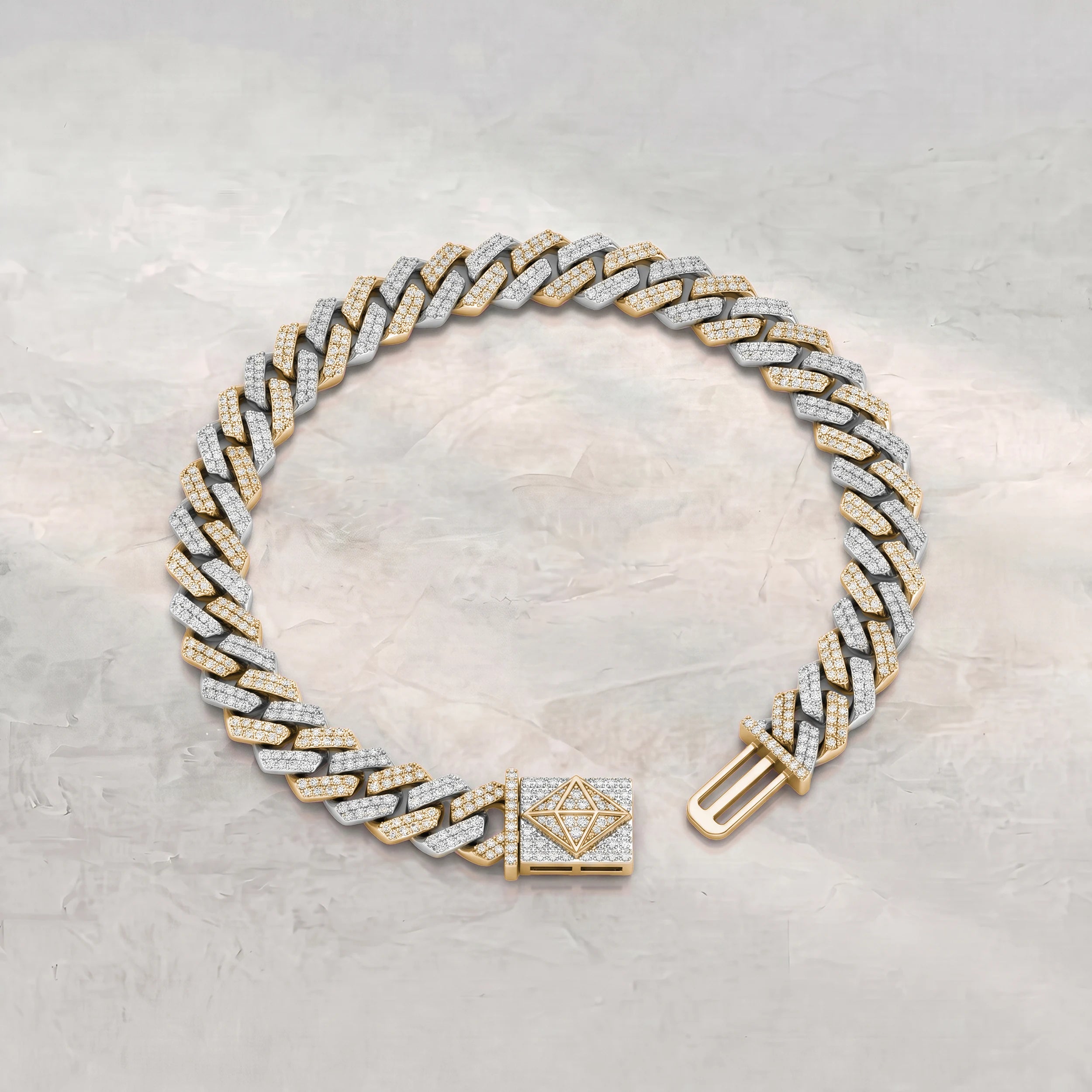 Two Tone Round Cut Miami Cuban Men's Bracelet