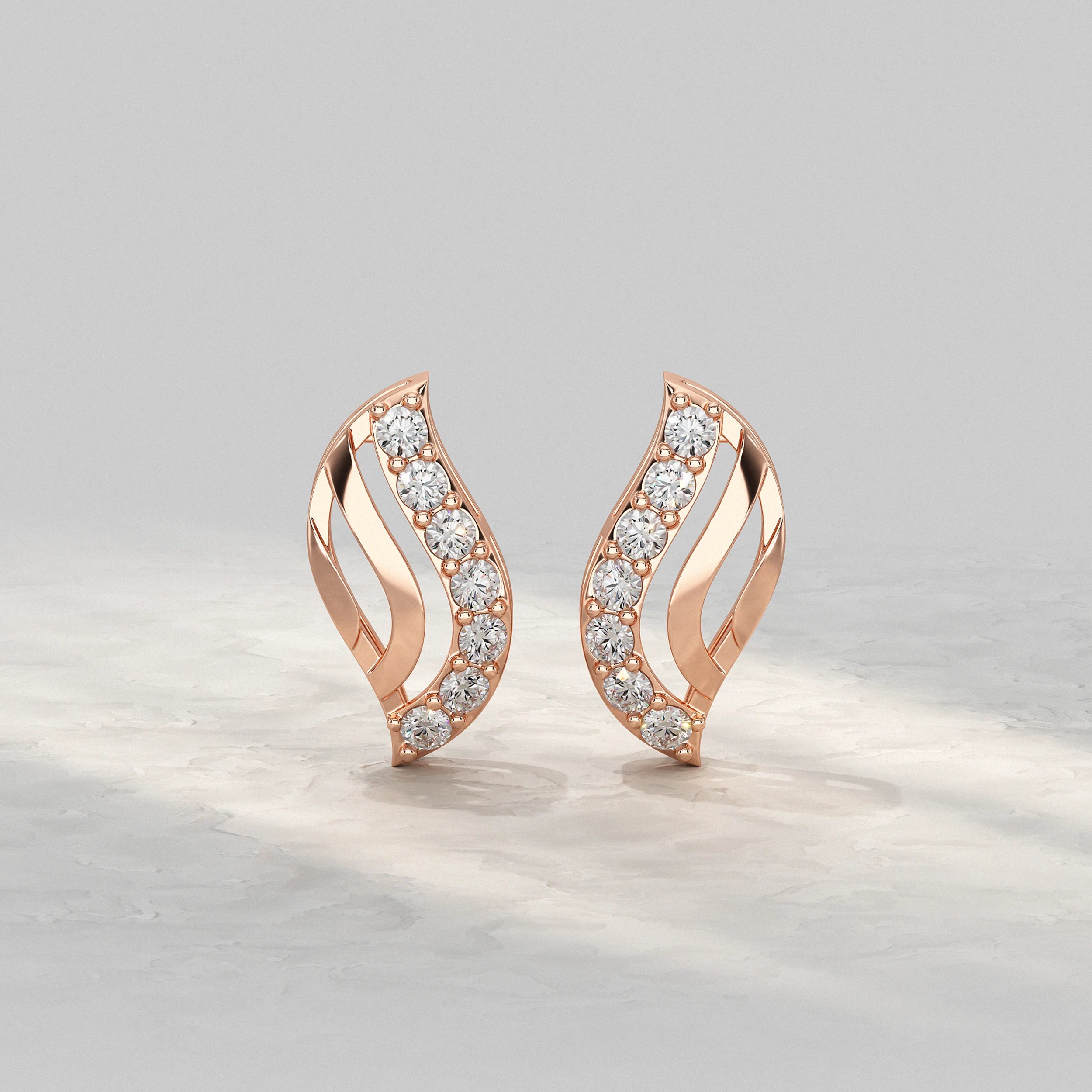 Wave Design Diamond Accent Stud Earrings