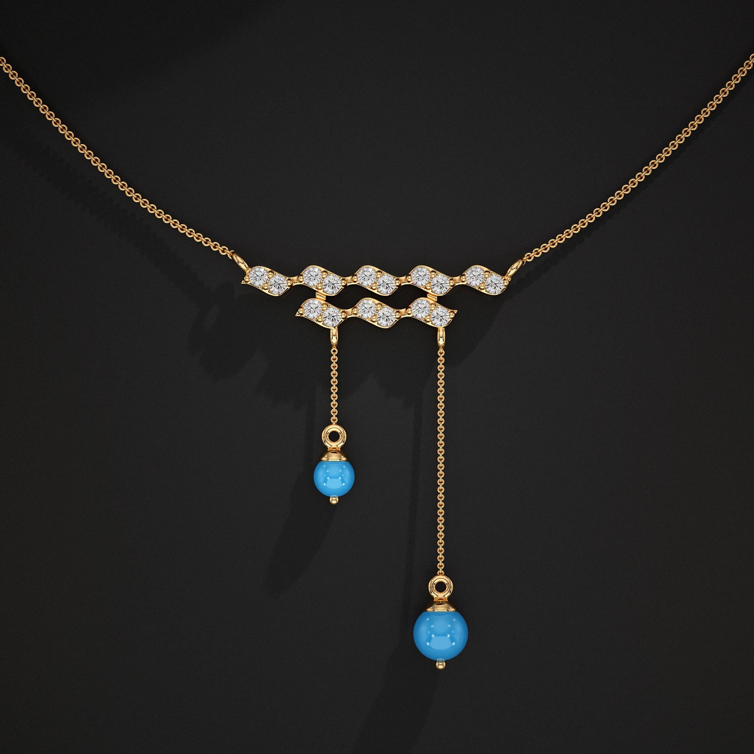 Wave Diamond Drop Pendant