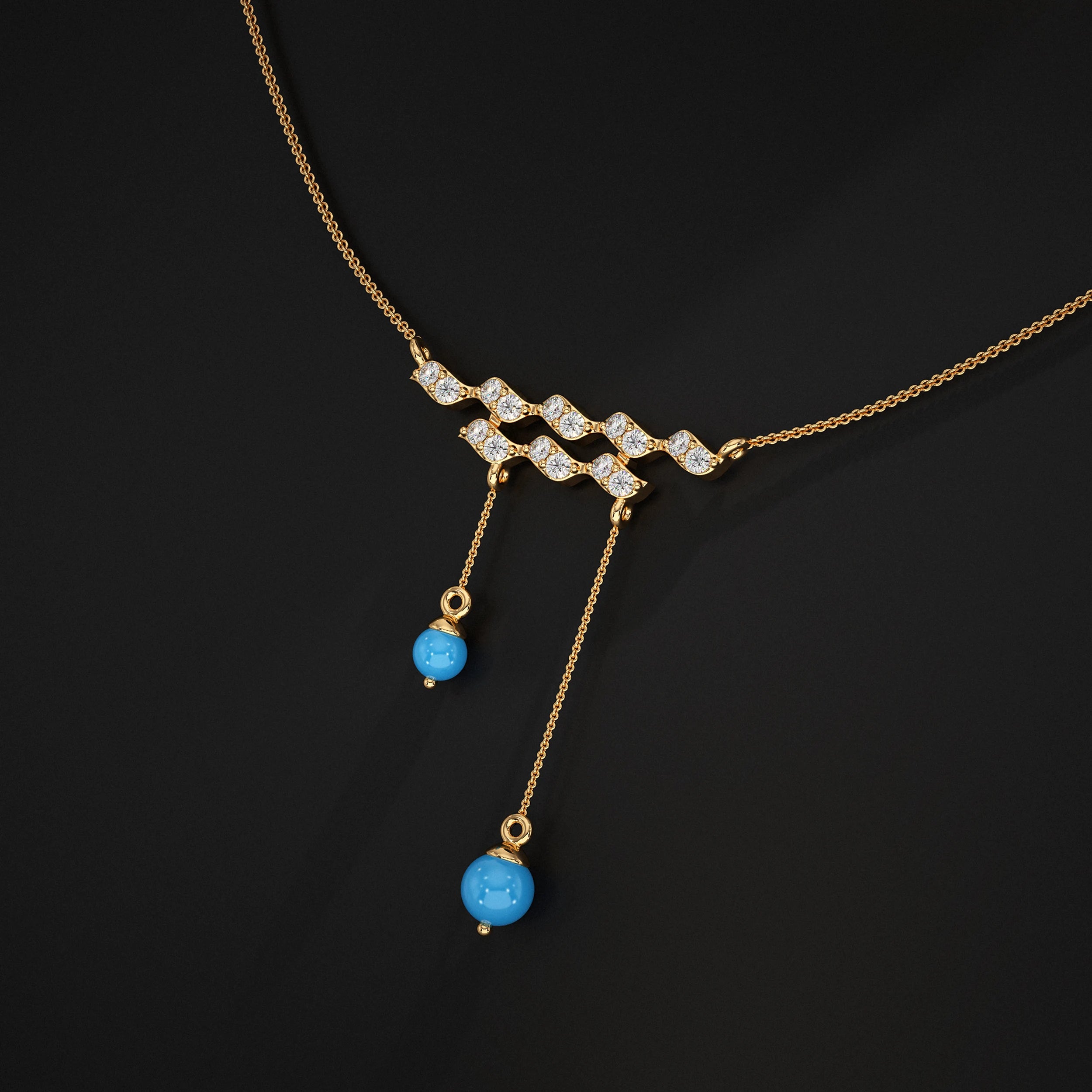 Wave Diamond Drop Pendant