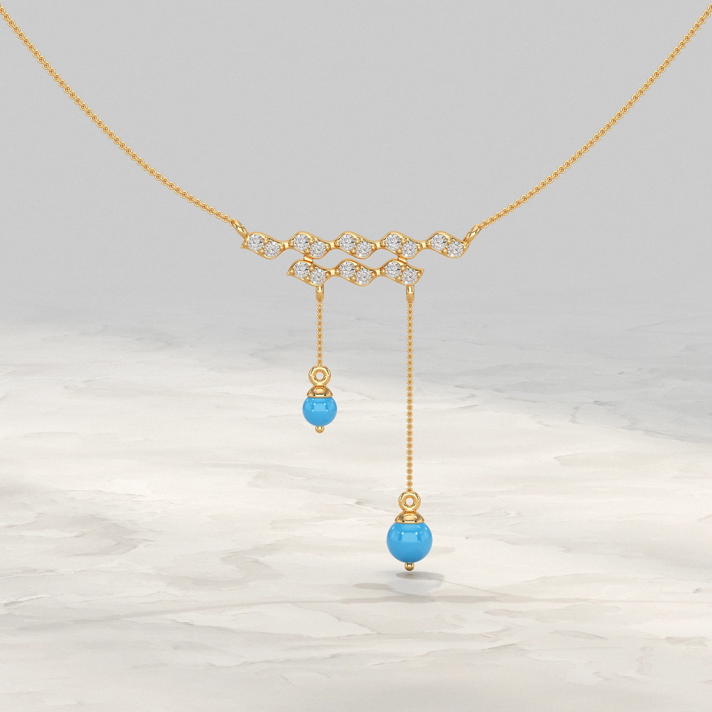 Wave Diamond Drop Pendant