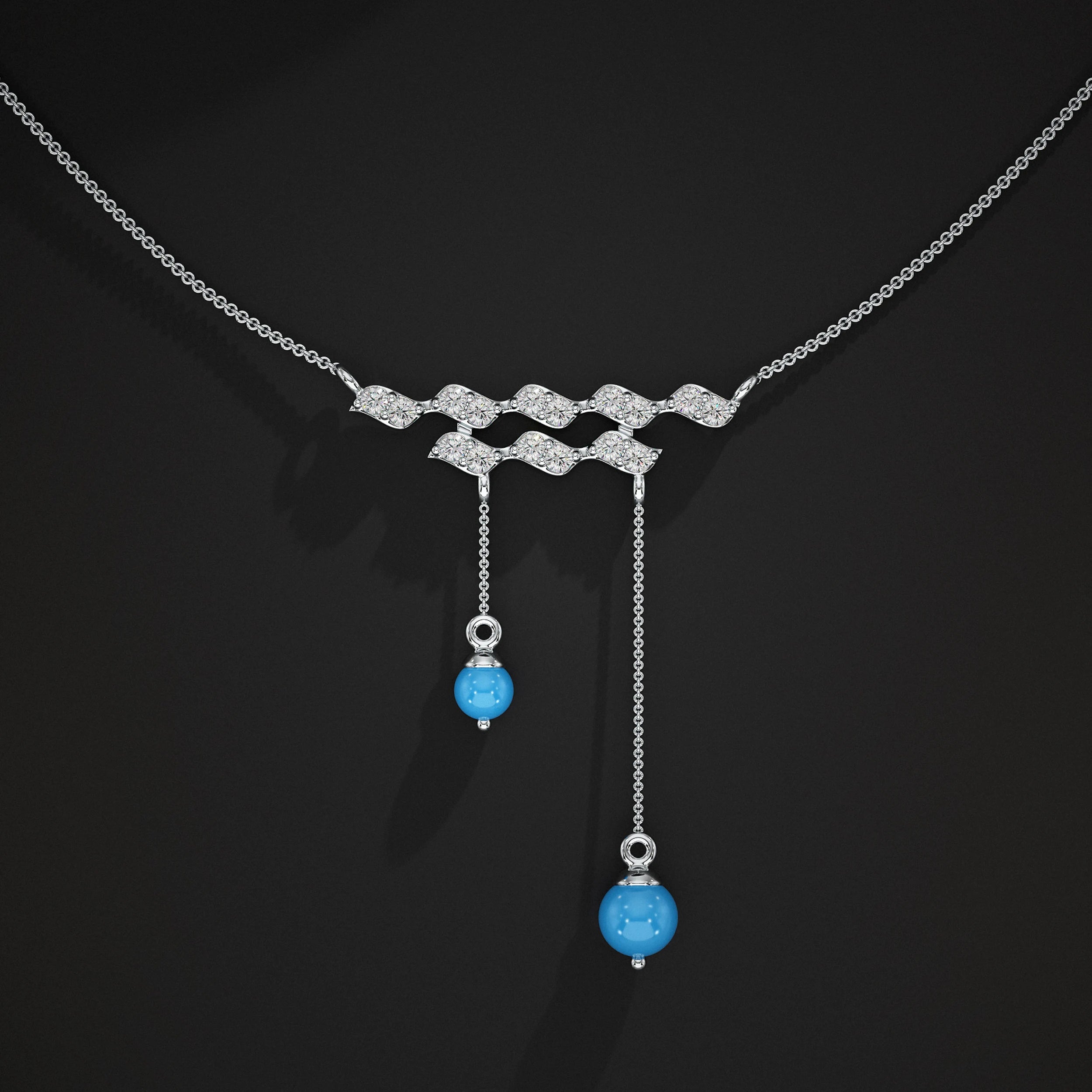 Wave Diamond Drop Pendant