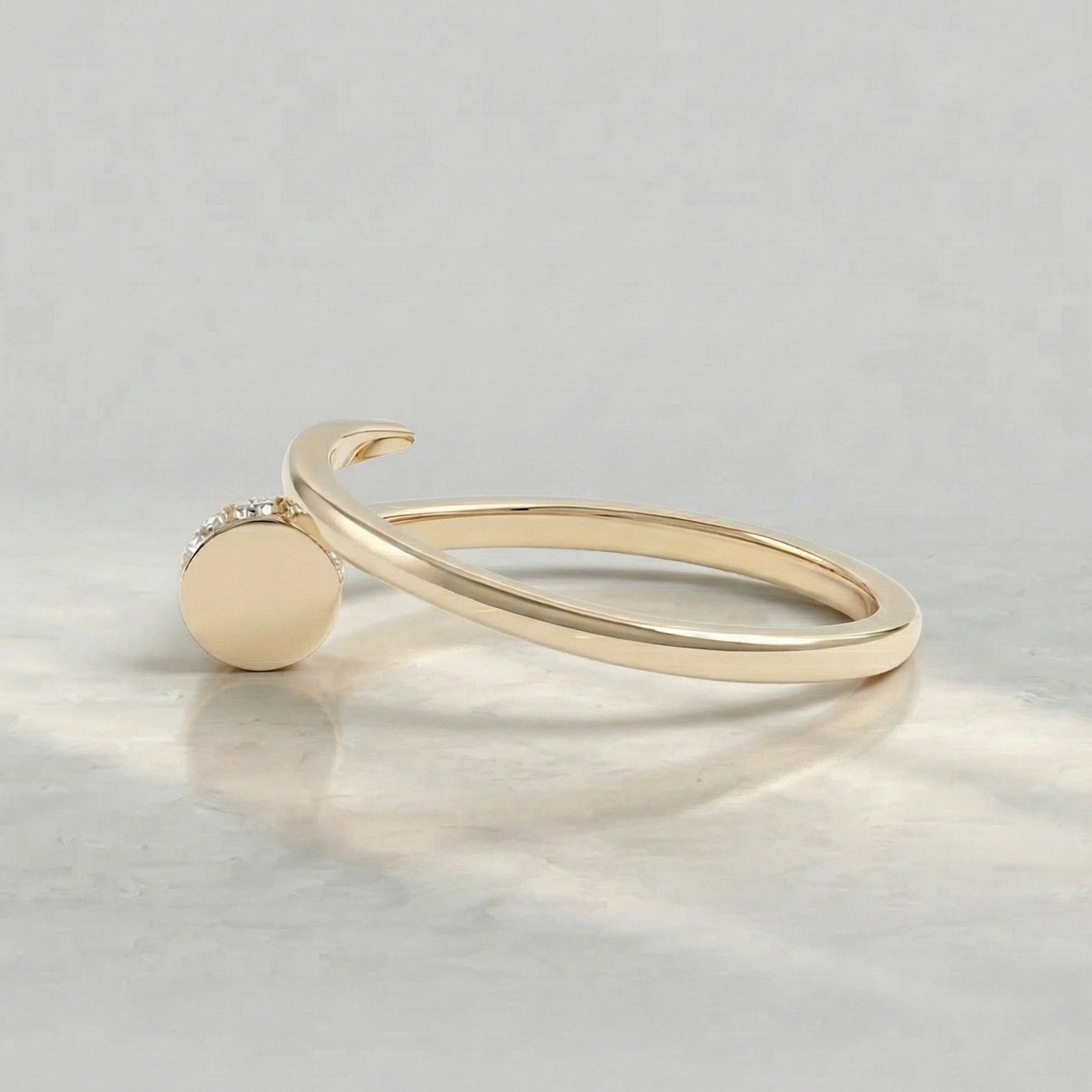 Round Lab Diamond Open Cuff Dainty Band Rings