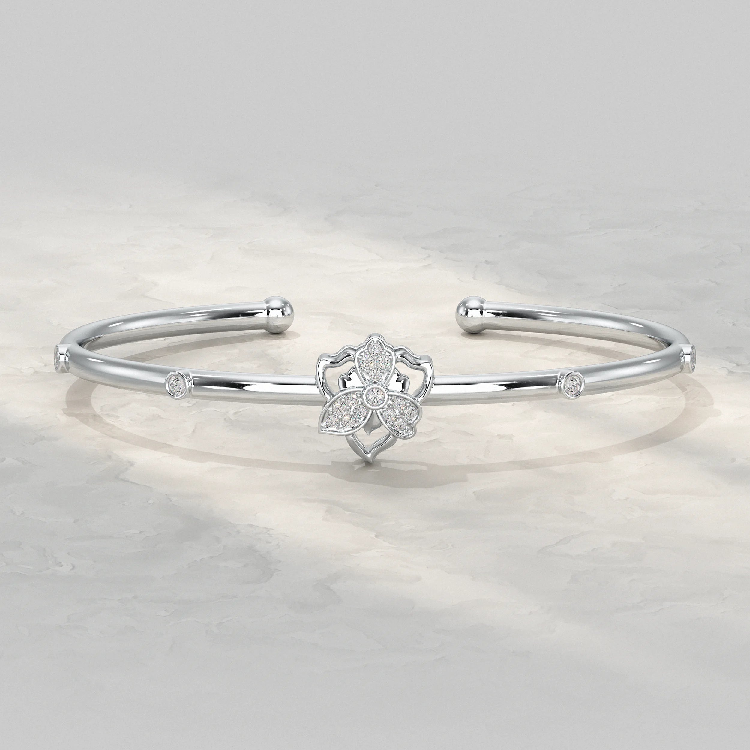 Flower Lab Diamond Open Bangle