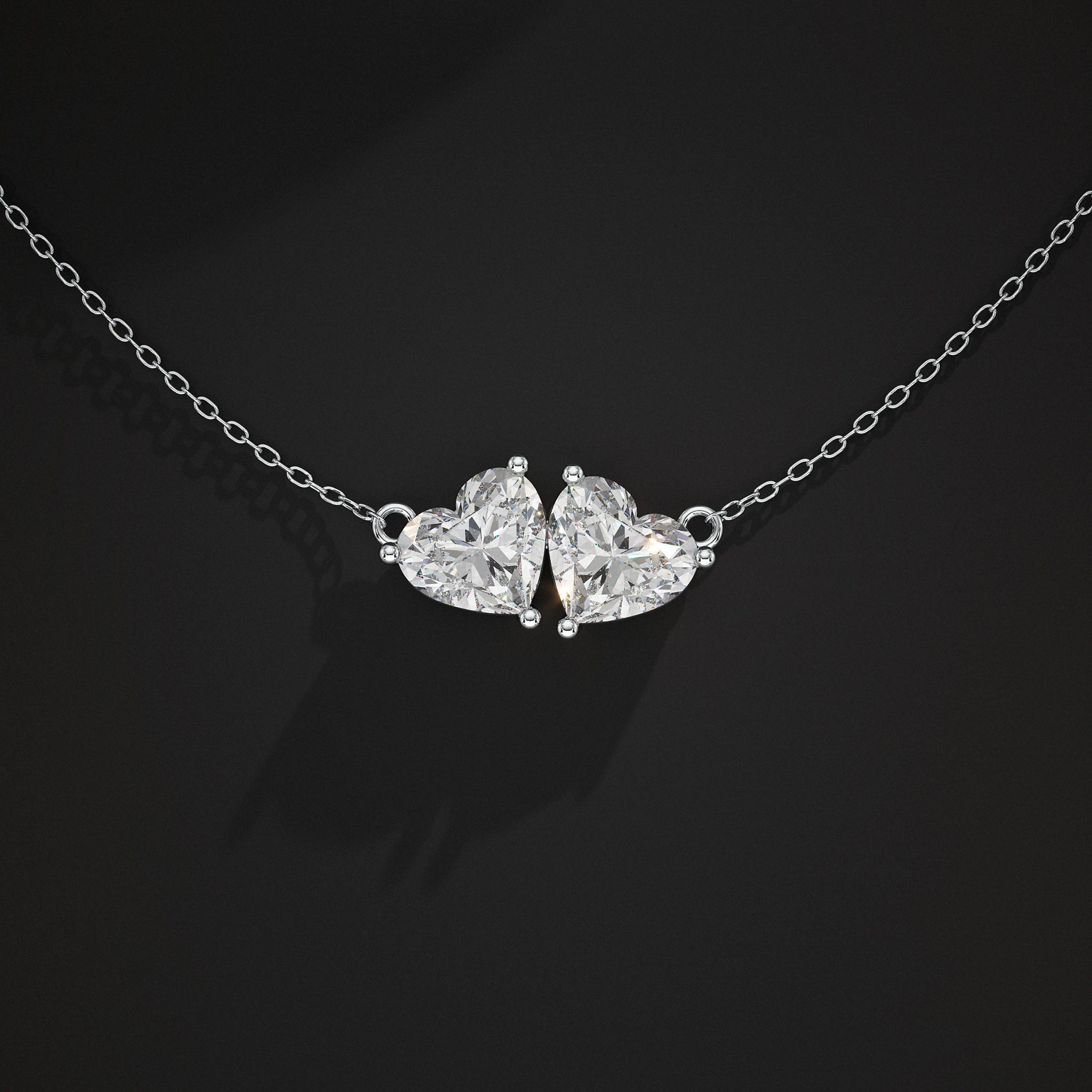 Heart Lab Diamond Toi Et Moi Pendant