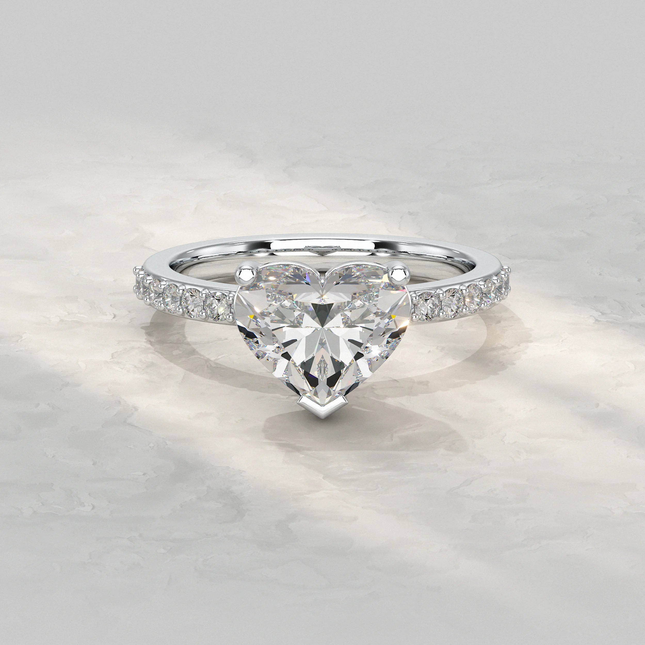 Heart Diamond Solitaire Accent Engagement Ring
