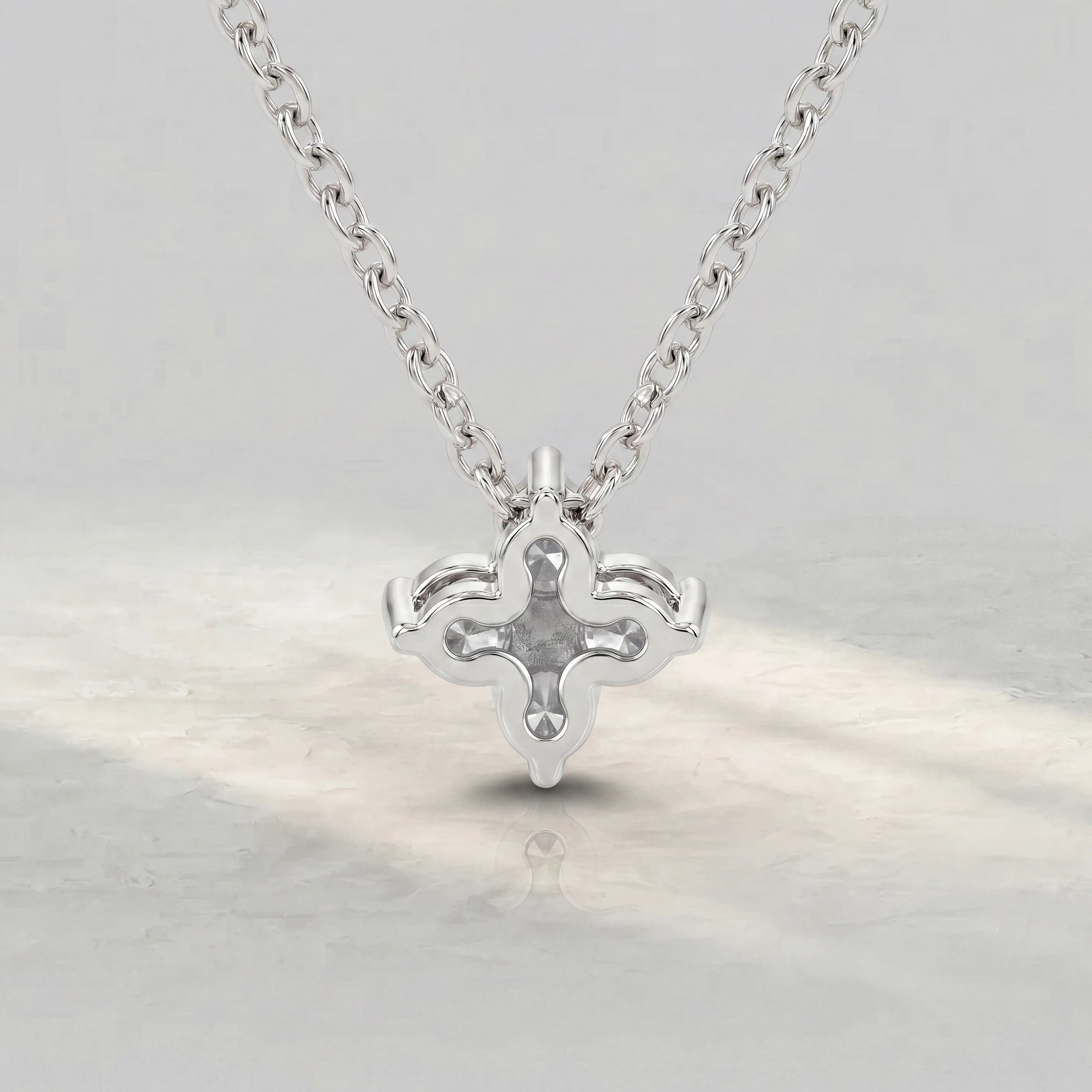 Round Cut Lab Grown Diamond Flower Pendant