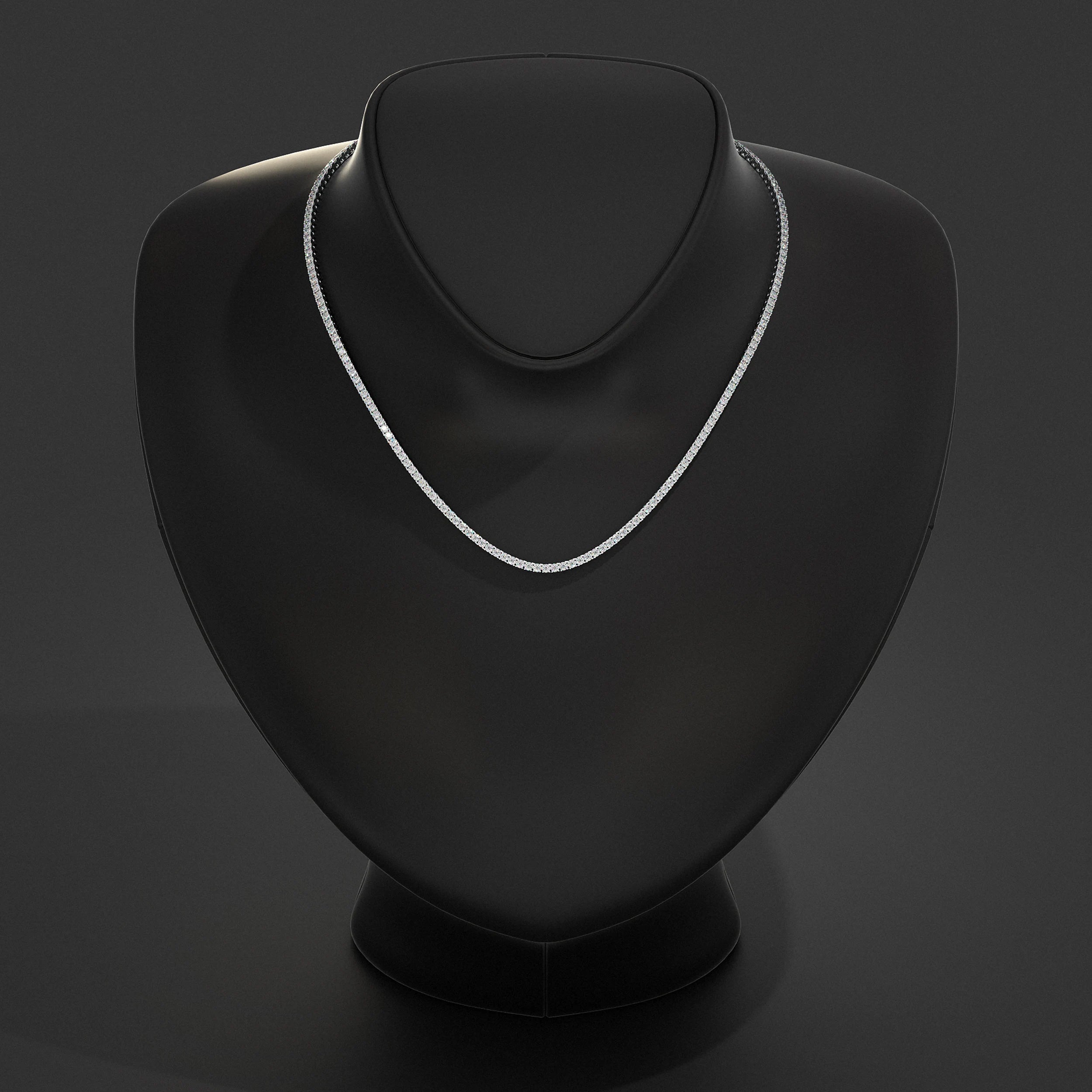 Round Lab Diamond Tennis Necklace