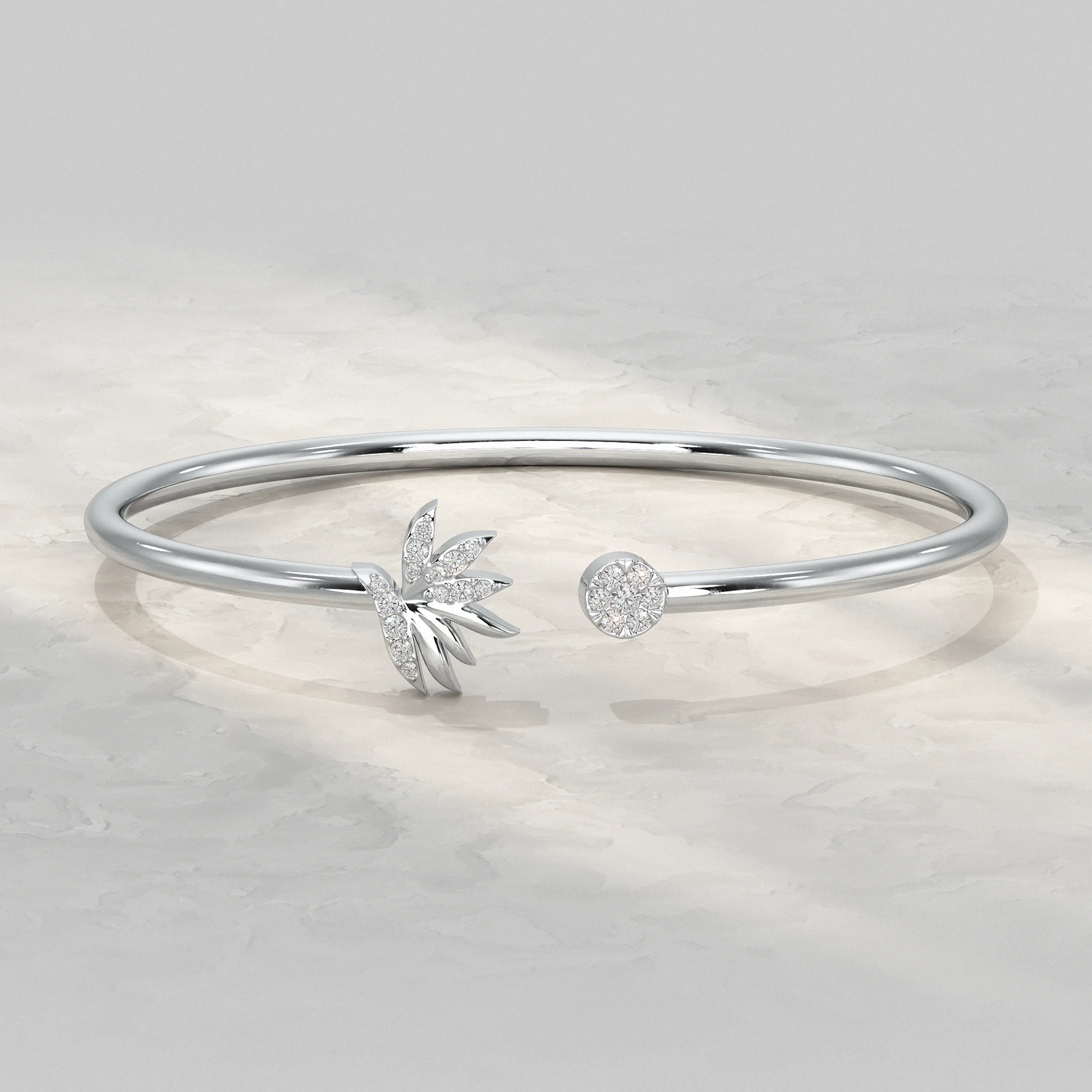 Round Diamond Open Cuff Bangle