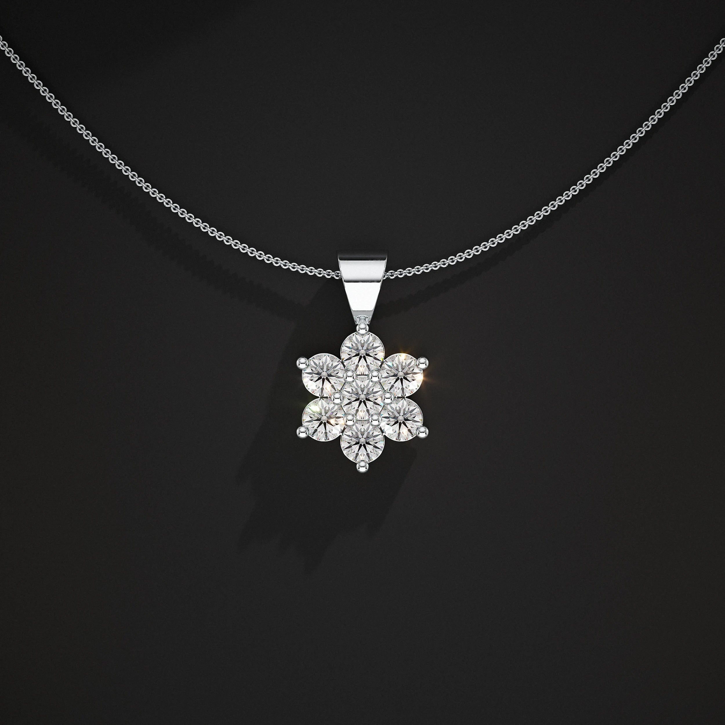 Floral Shape Round Lab Diamond Pendant