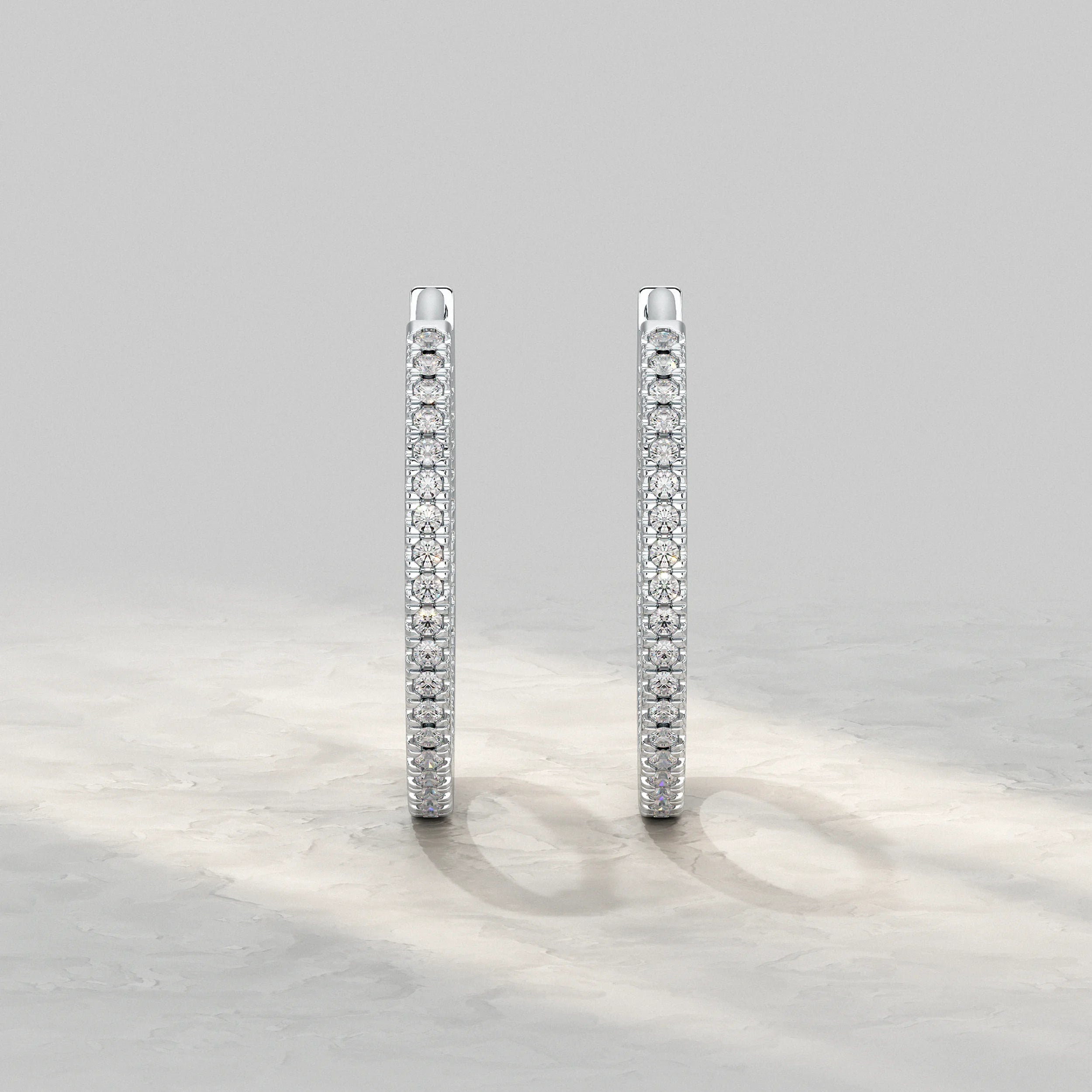 Round Lab Diamond In- Out Hoop Earrings