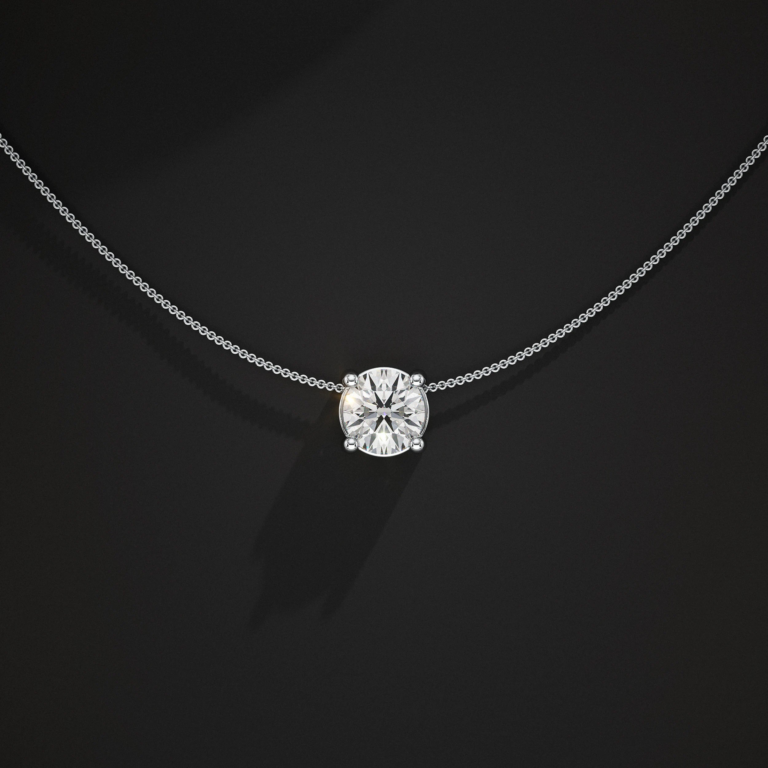 Round Lab Diamond Solitaire Pendant
