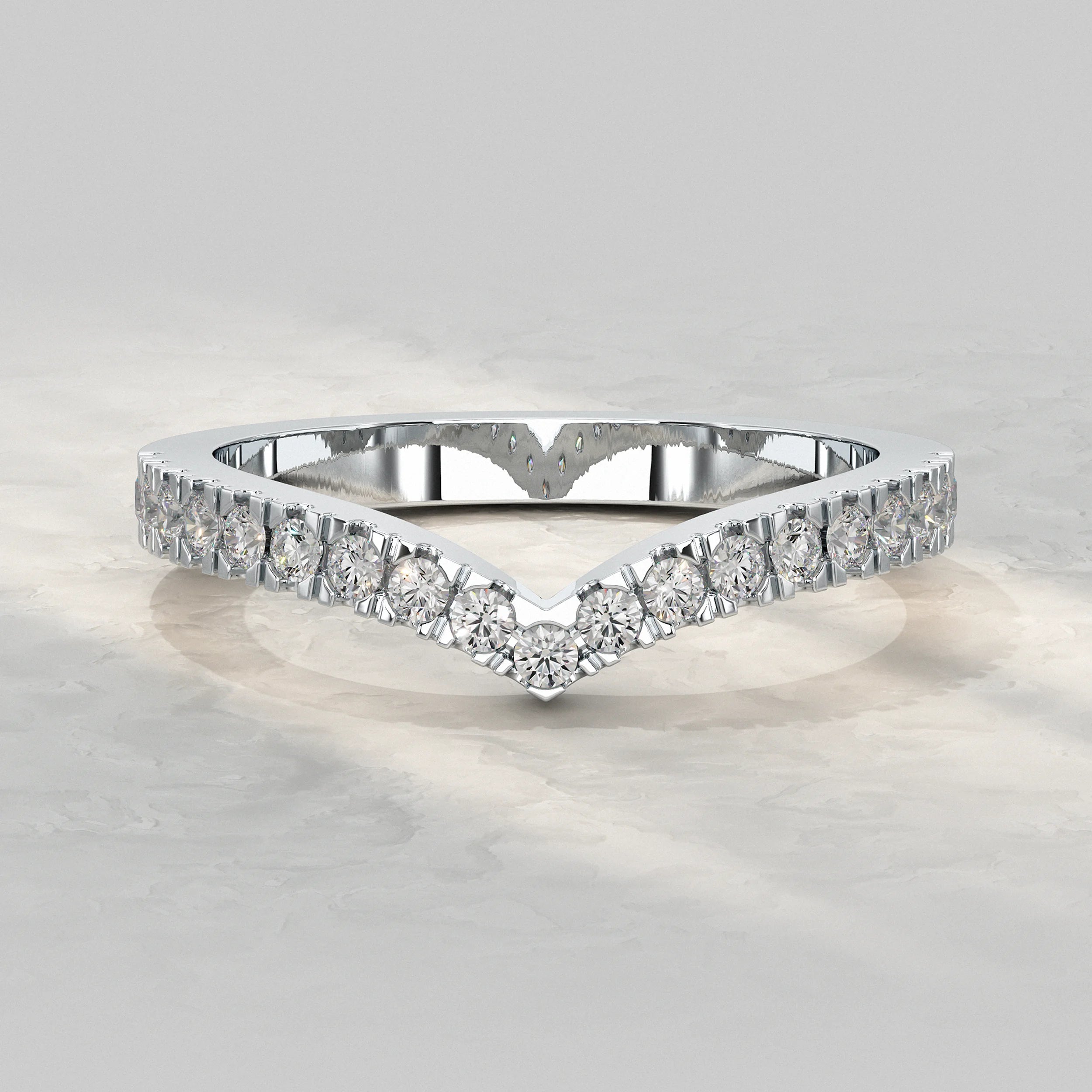 Round Diamond Curved Wedding Band