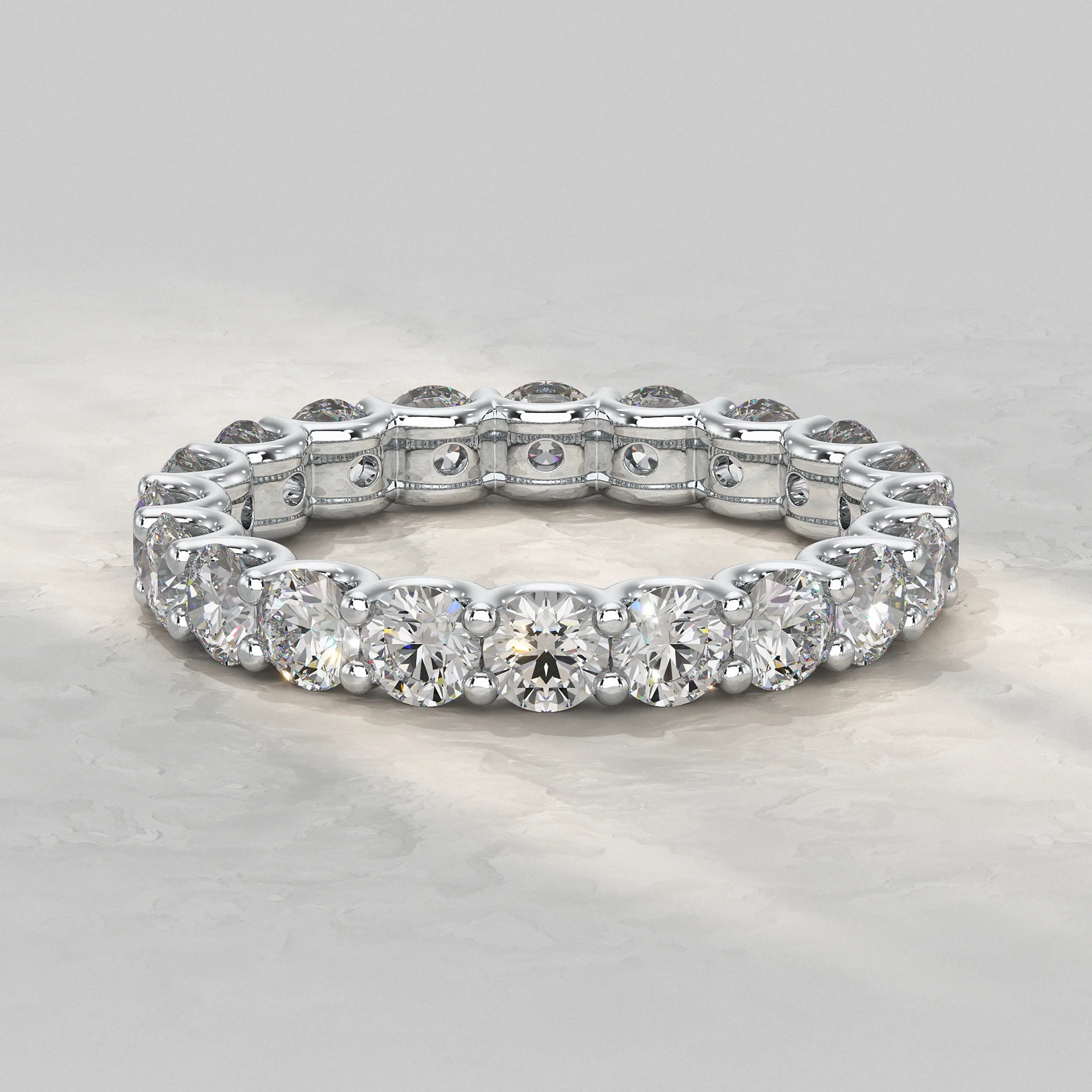Round Lab Diamond Eternity Wedding Band