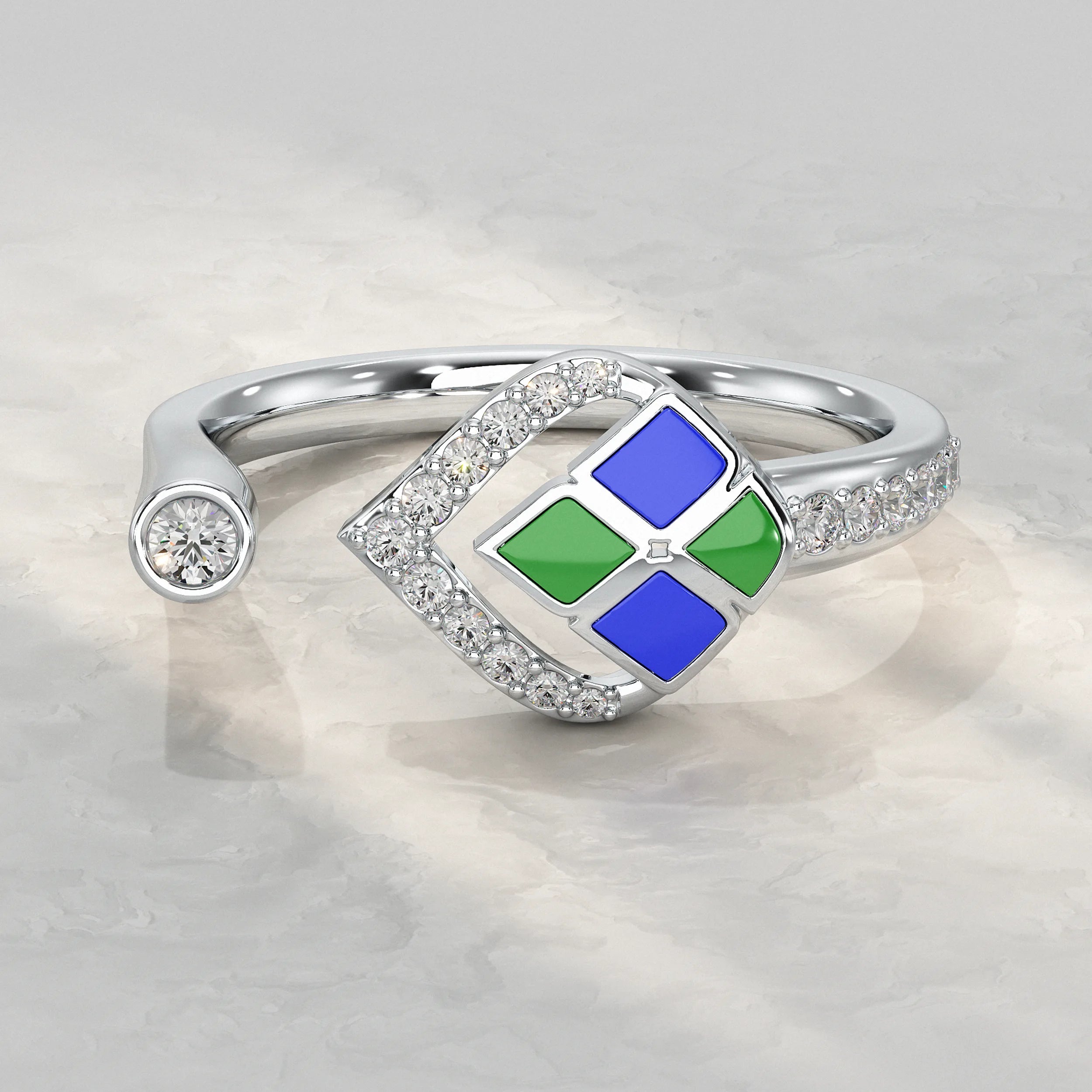 Unique Style Enamel Open Cuff Ring