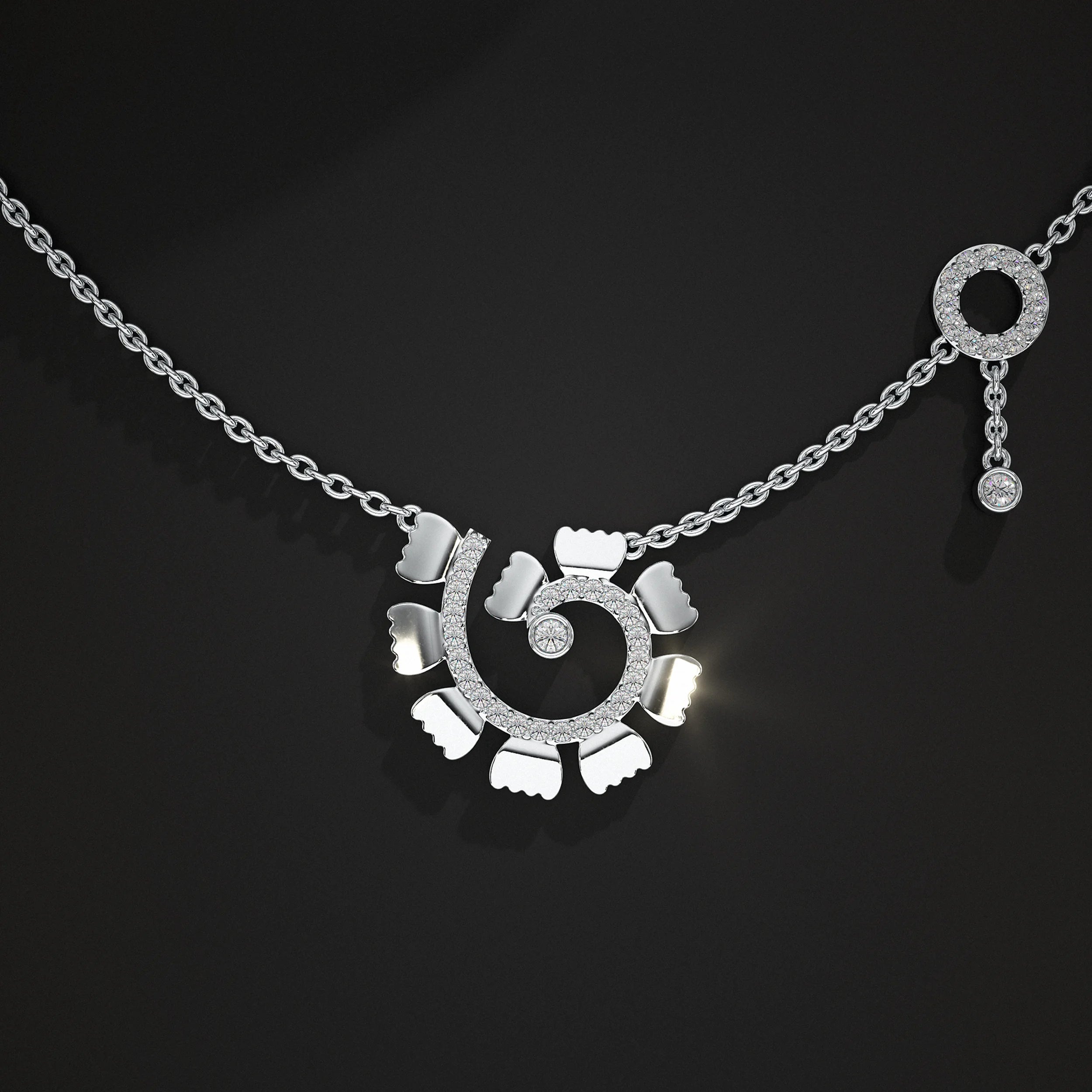 Round Lab Diamond Spiral Pendant