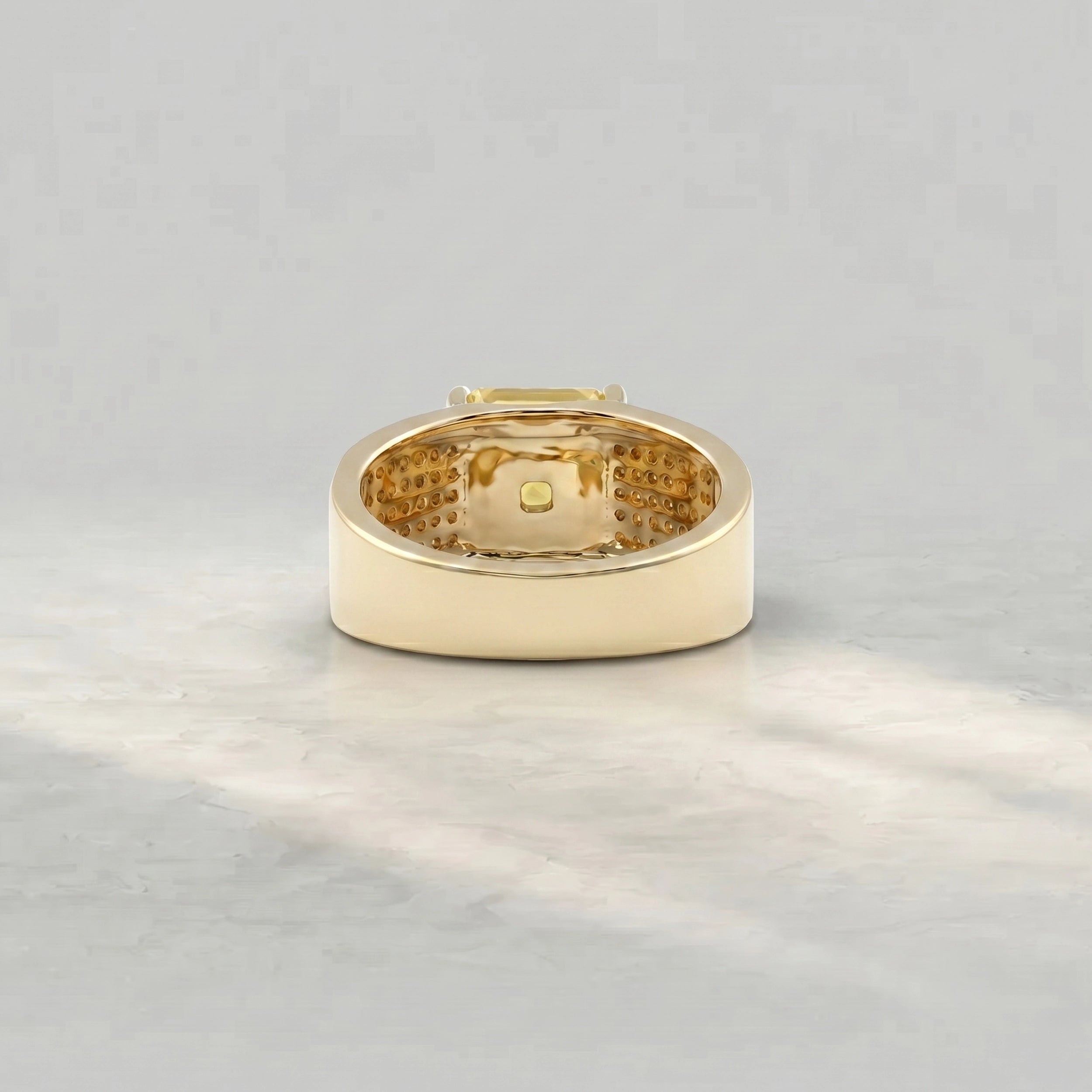Yellow Gemstone Accent Pave Set Men's Band