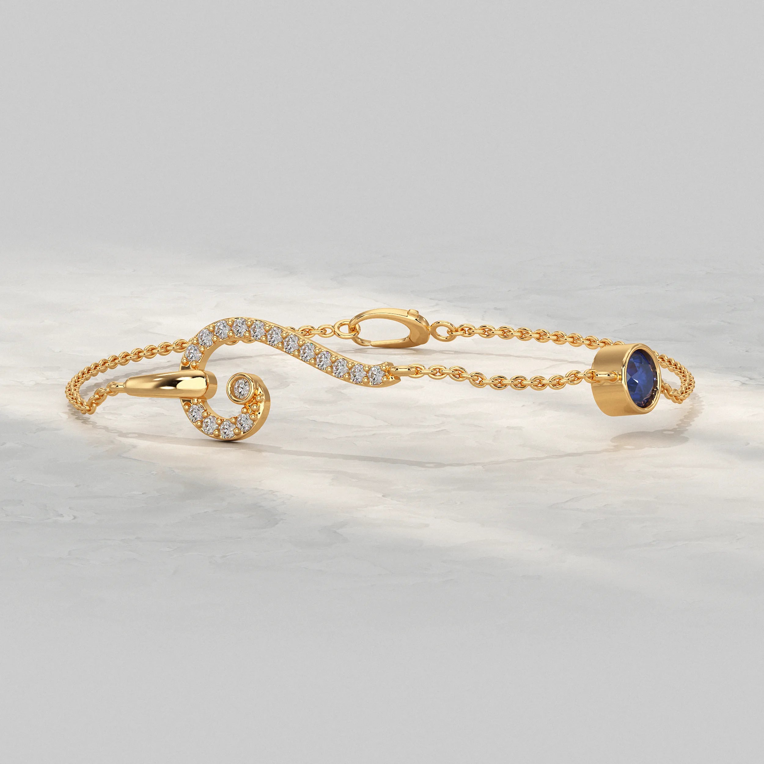Swirl Sapphire Chain Bracelet