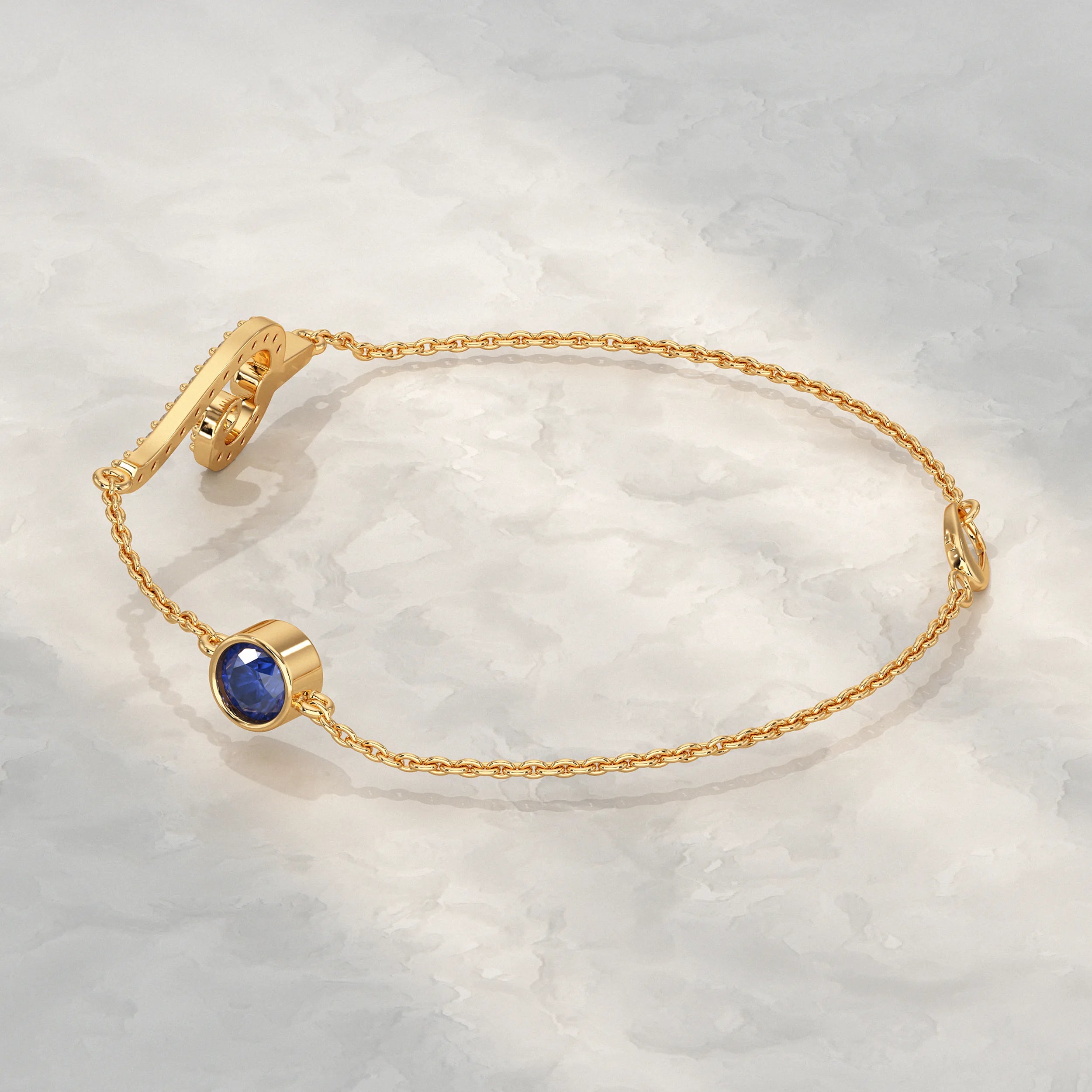 Swirl Sapphire Chain Bracelet