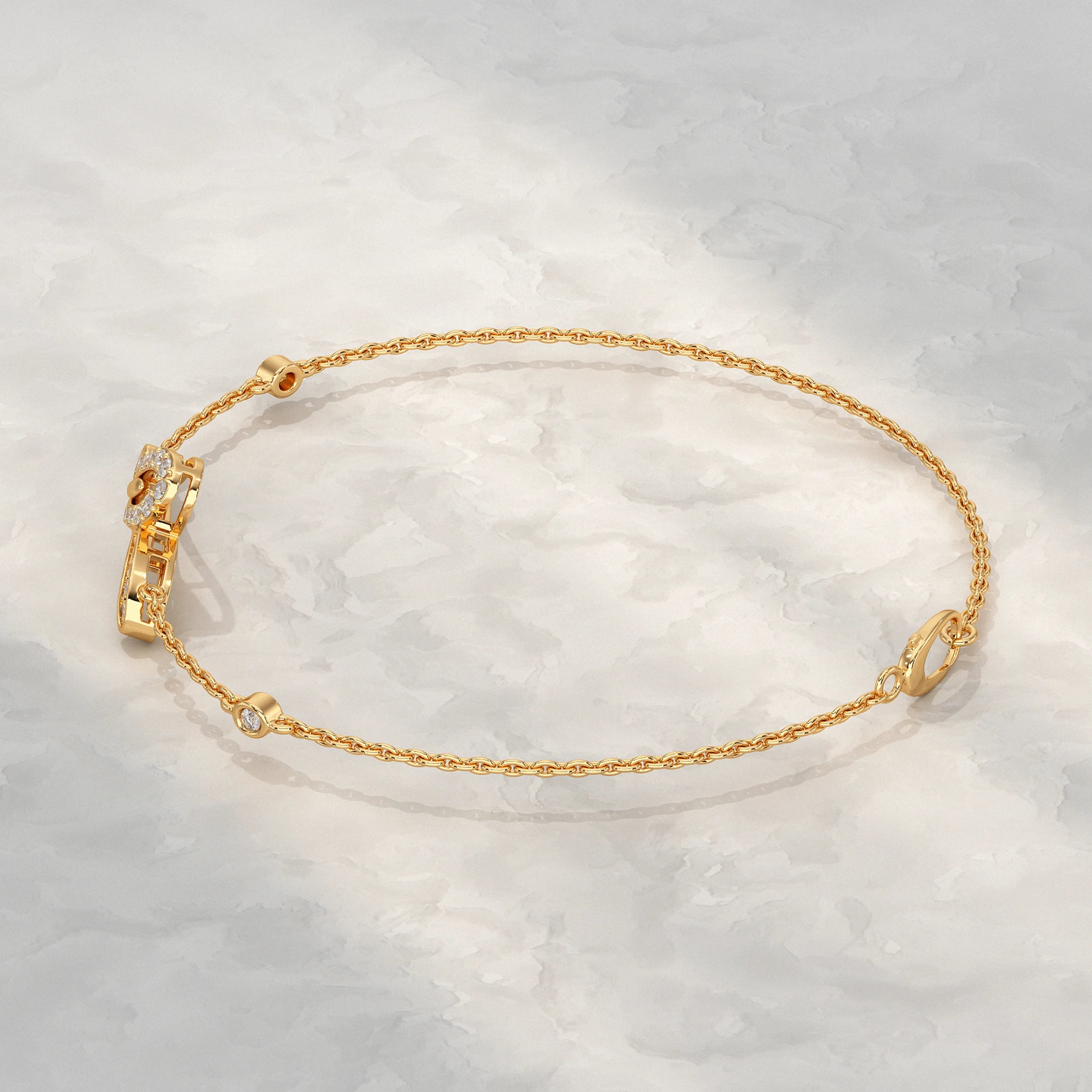 Leaf Style Diamond Chain Bracelet