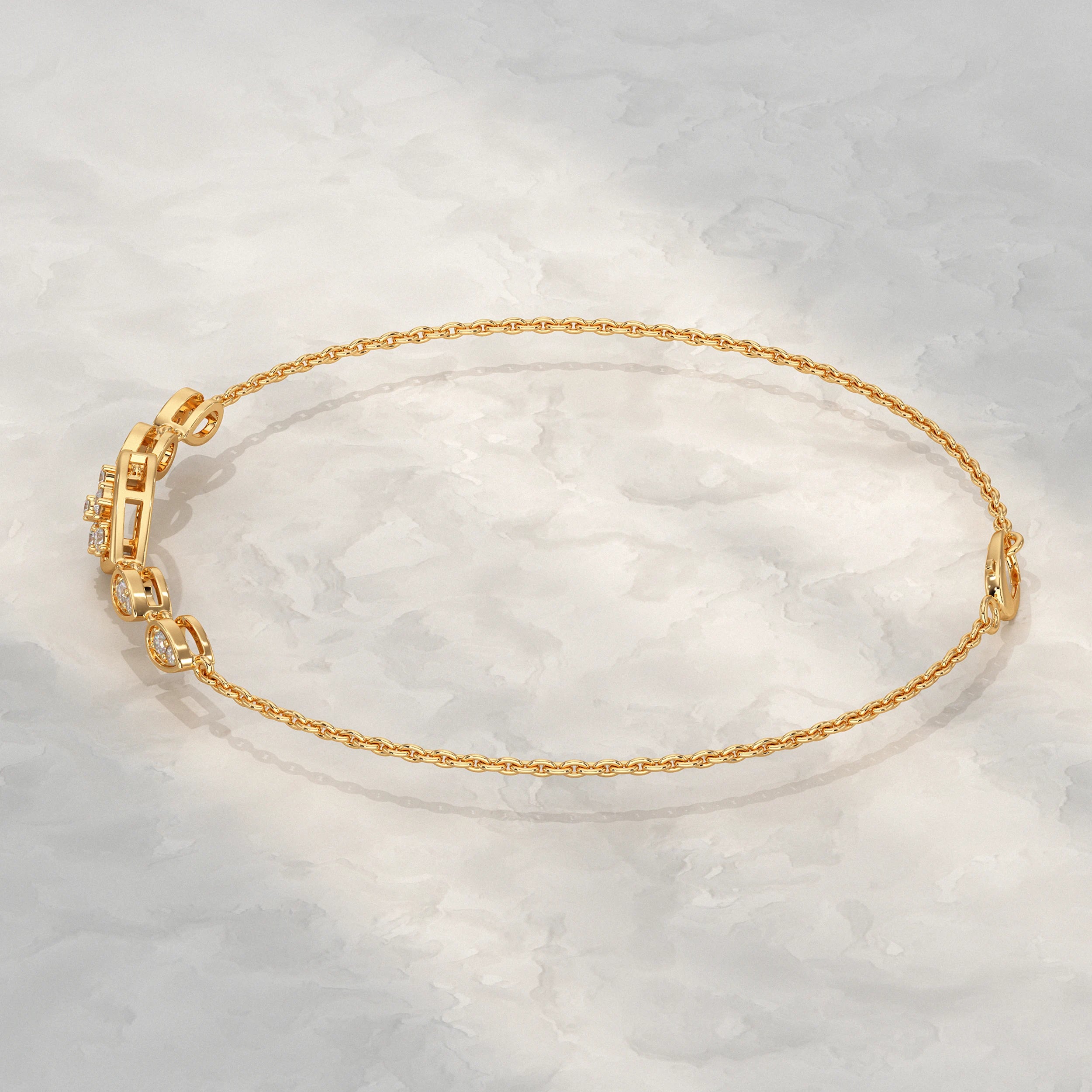 Floral Round Diamond Pear Accent Bracelet