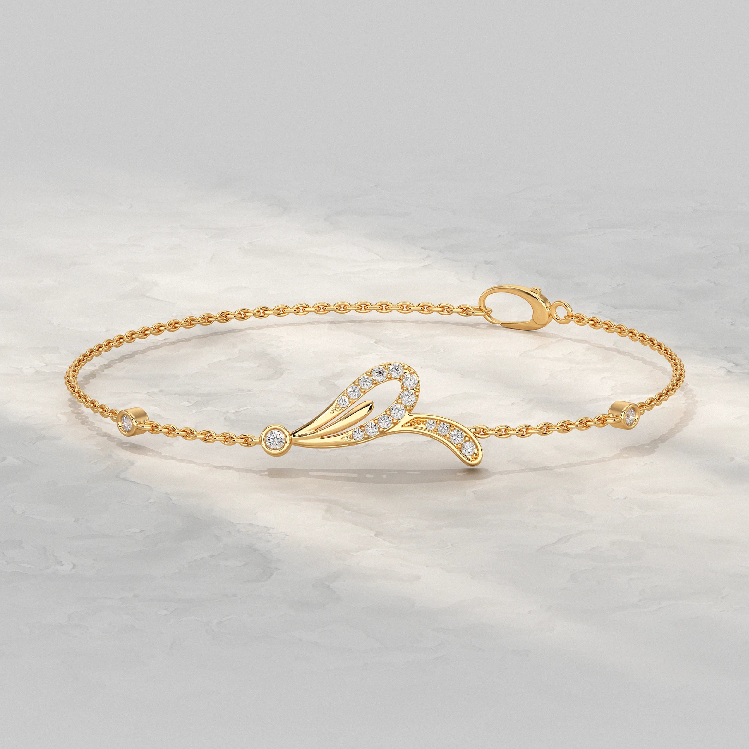 Leaf Style Diamond Chain Bracelet