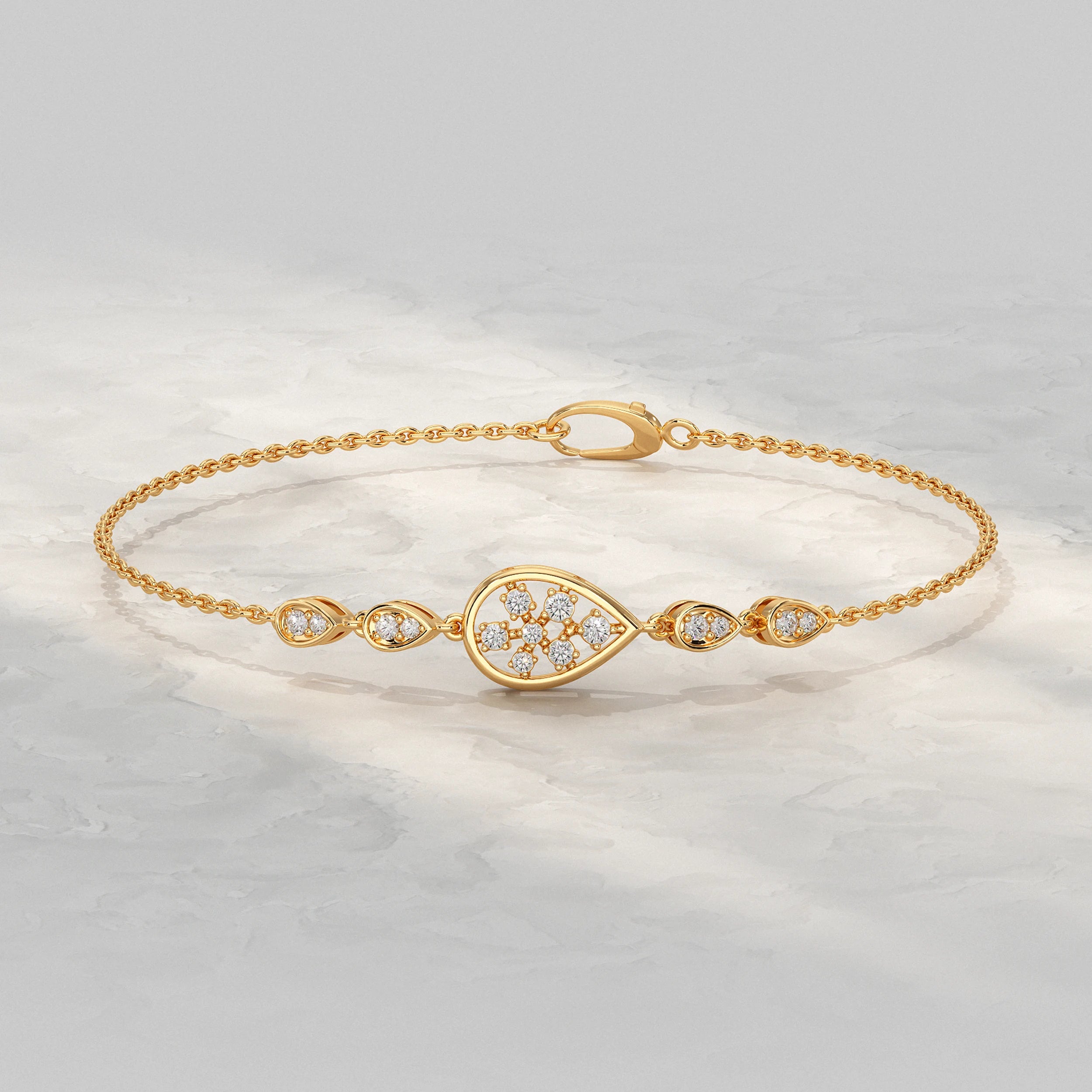 Floral Round Diamond Pear Accent Bracelet
