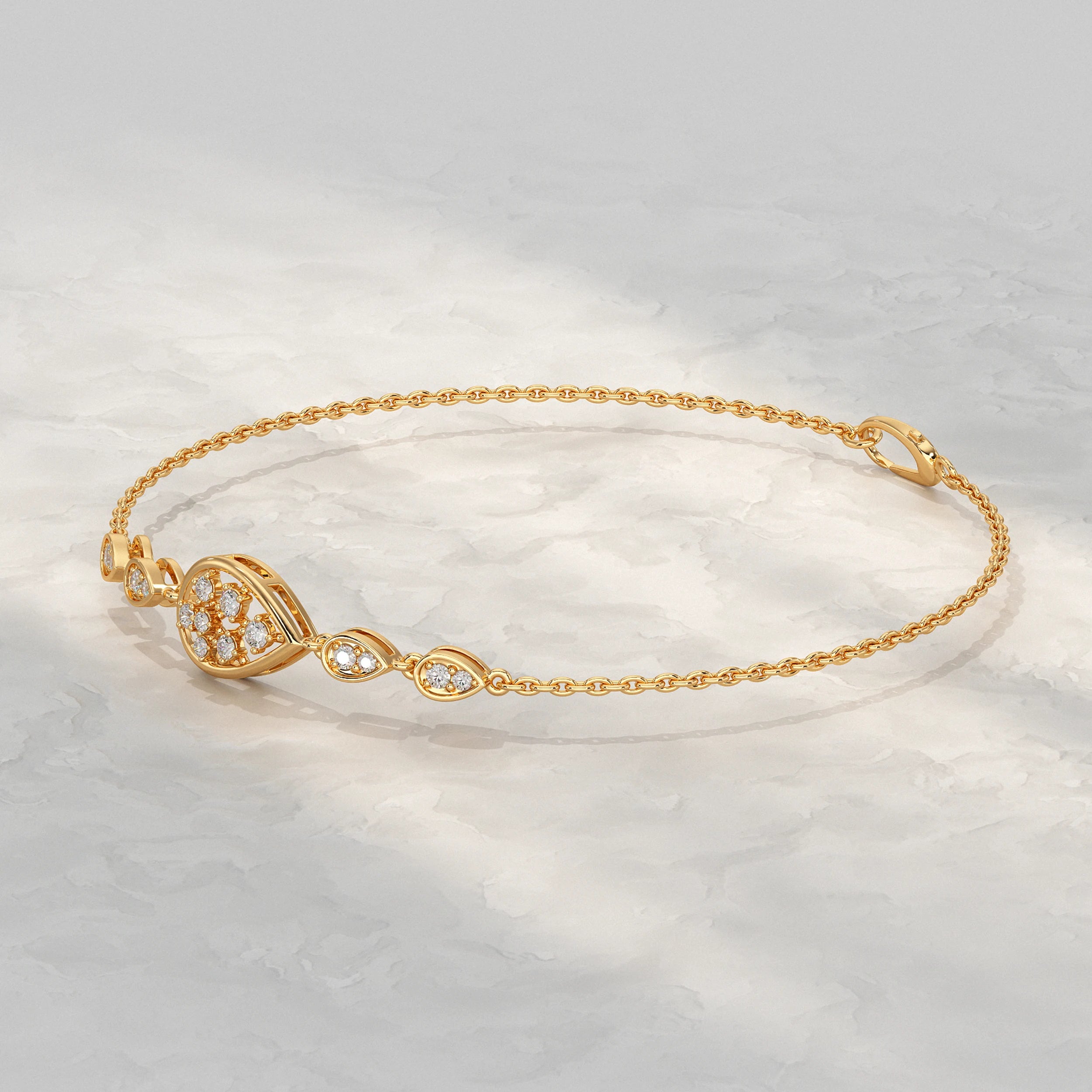 Floral Round Diamond Pear Accent Bracelet
