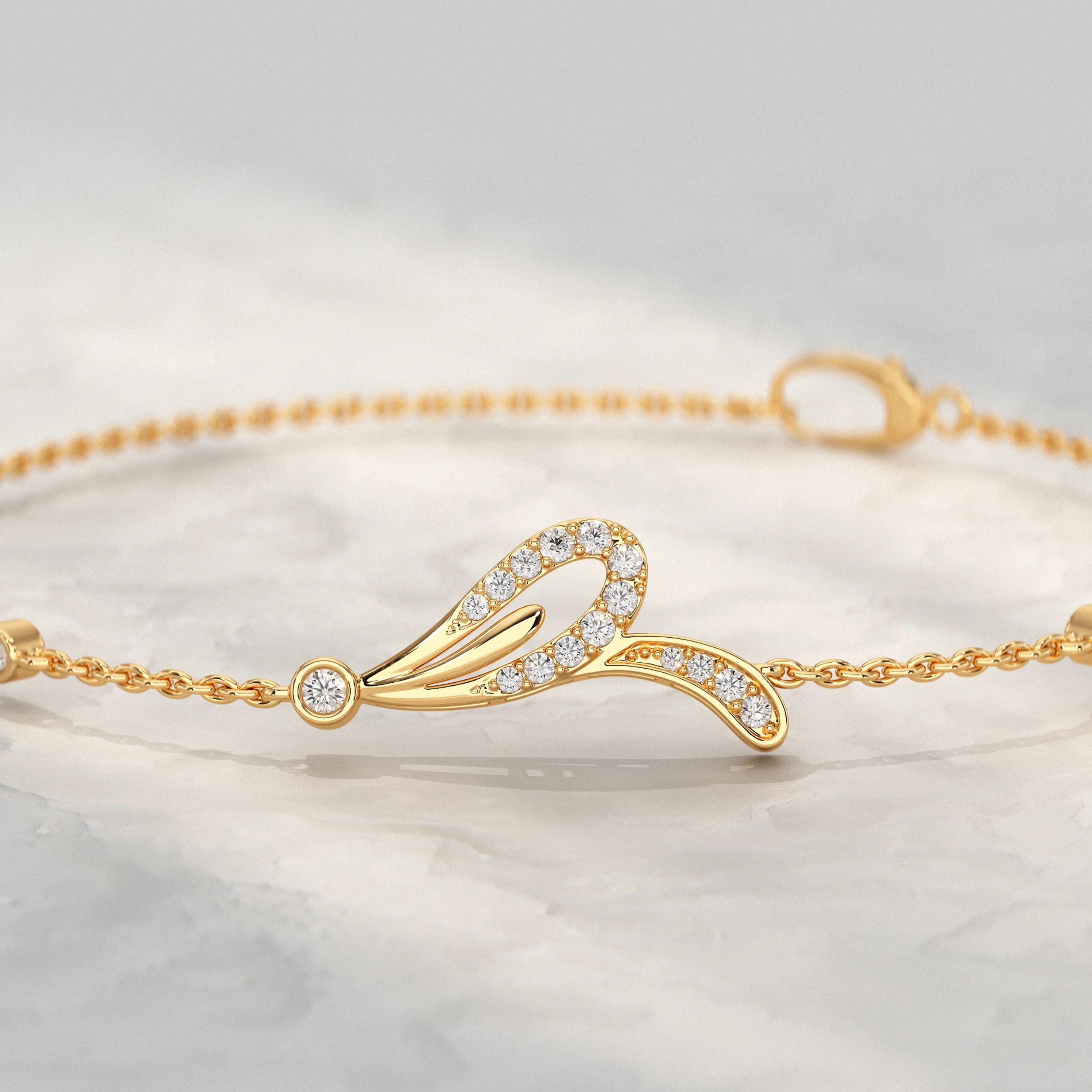 Leaf Style Diamond Chain Bracelet