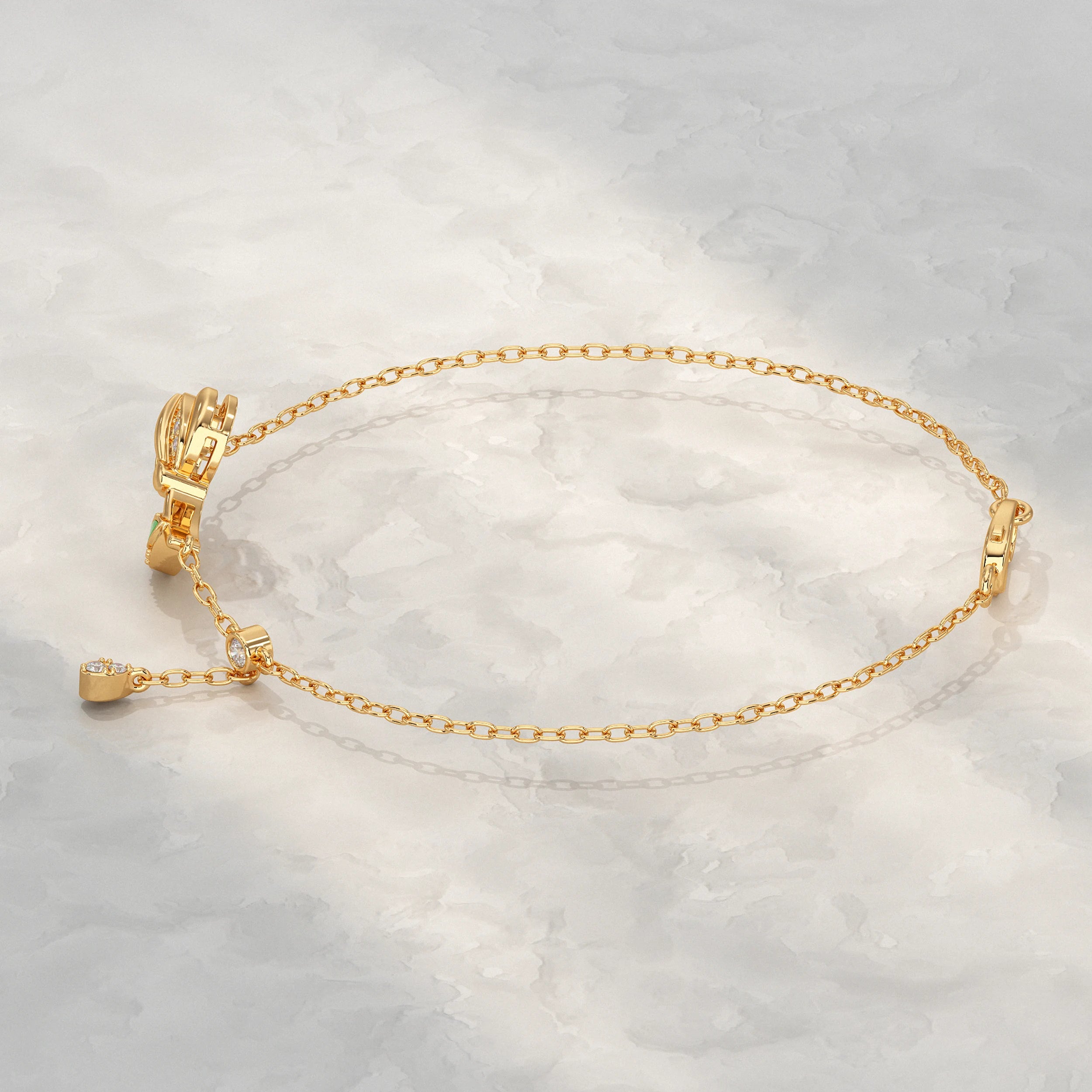 Sparkling Petal and Leaf Accent Bracelet