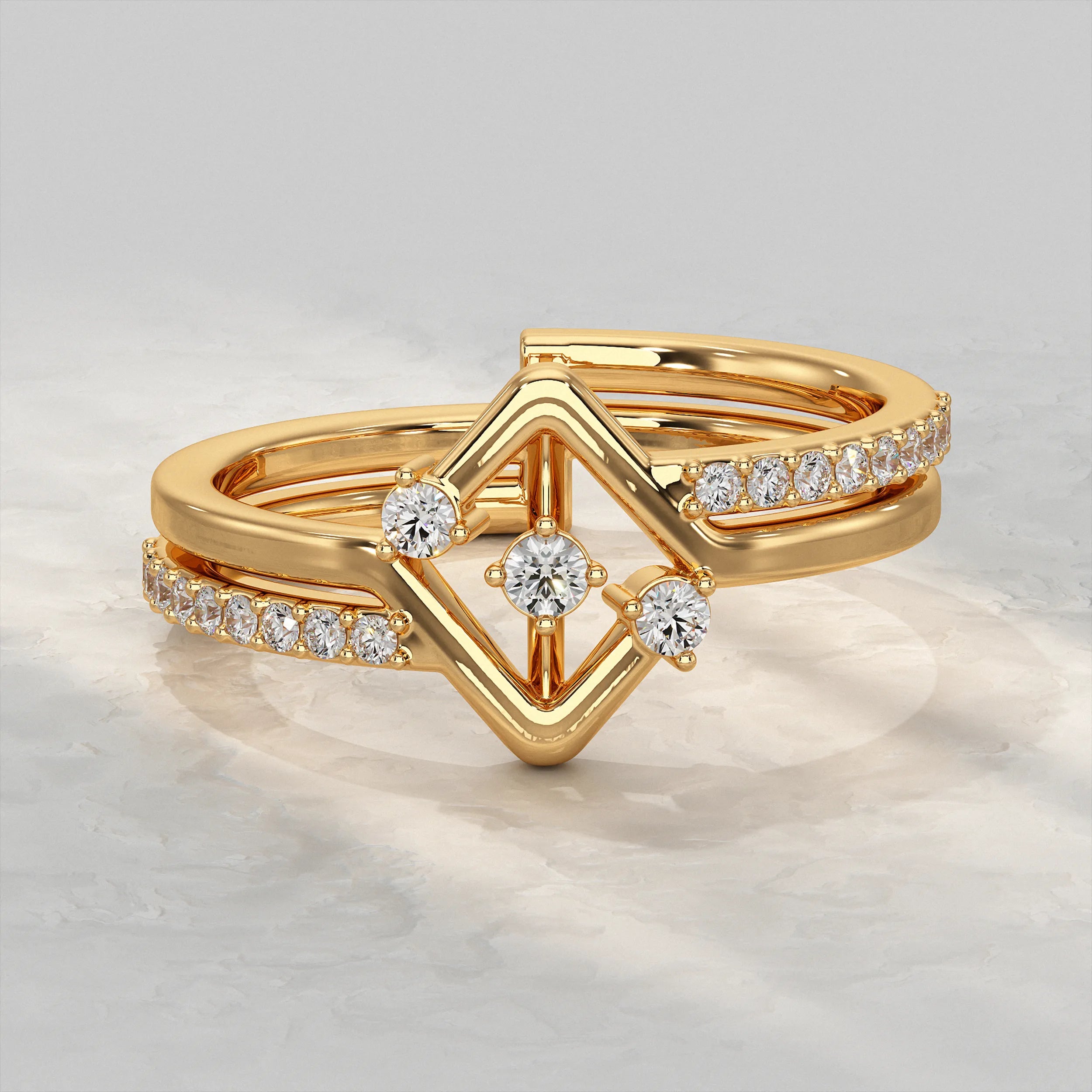 Round Accent Diamond Engagement Ring