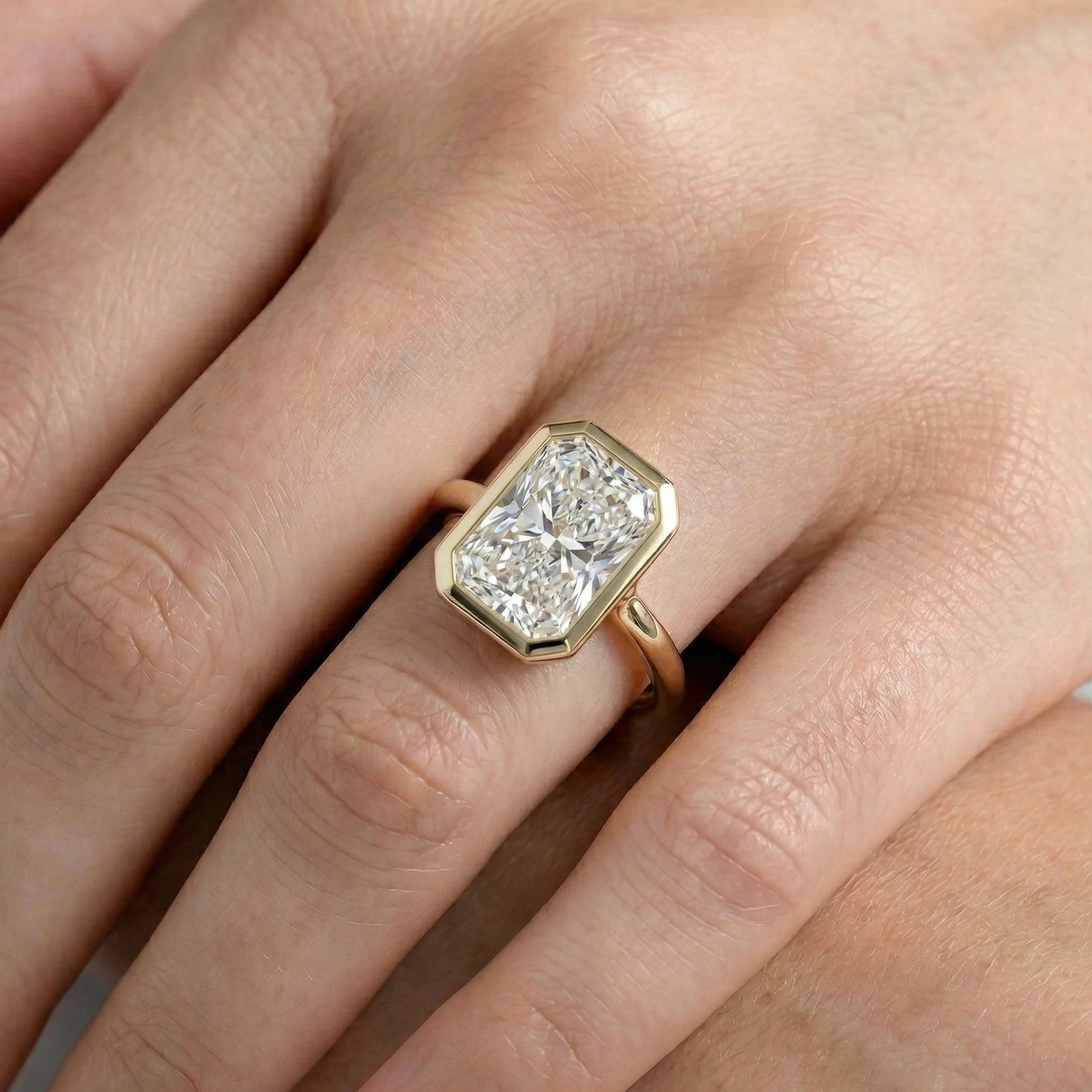 Bezel Set Radiant Cut Solitaire Engagement Ring