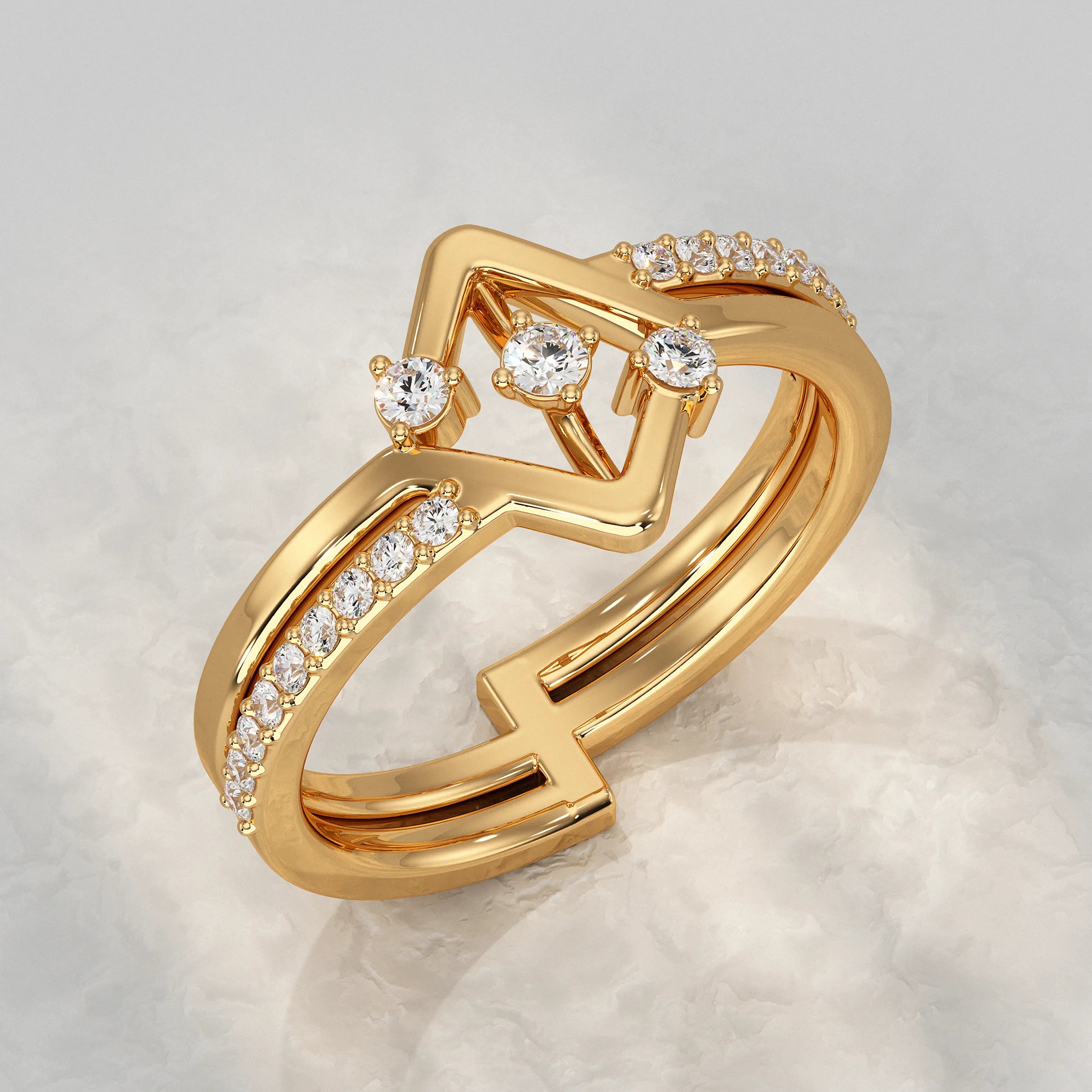 Round Accent Diamond Engagement Ring