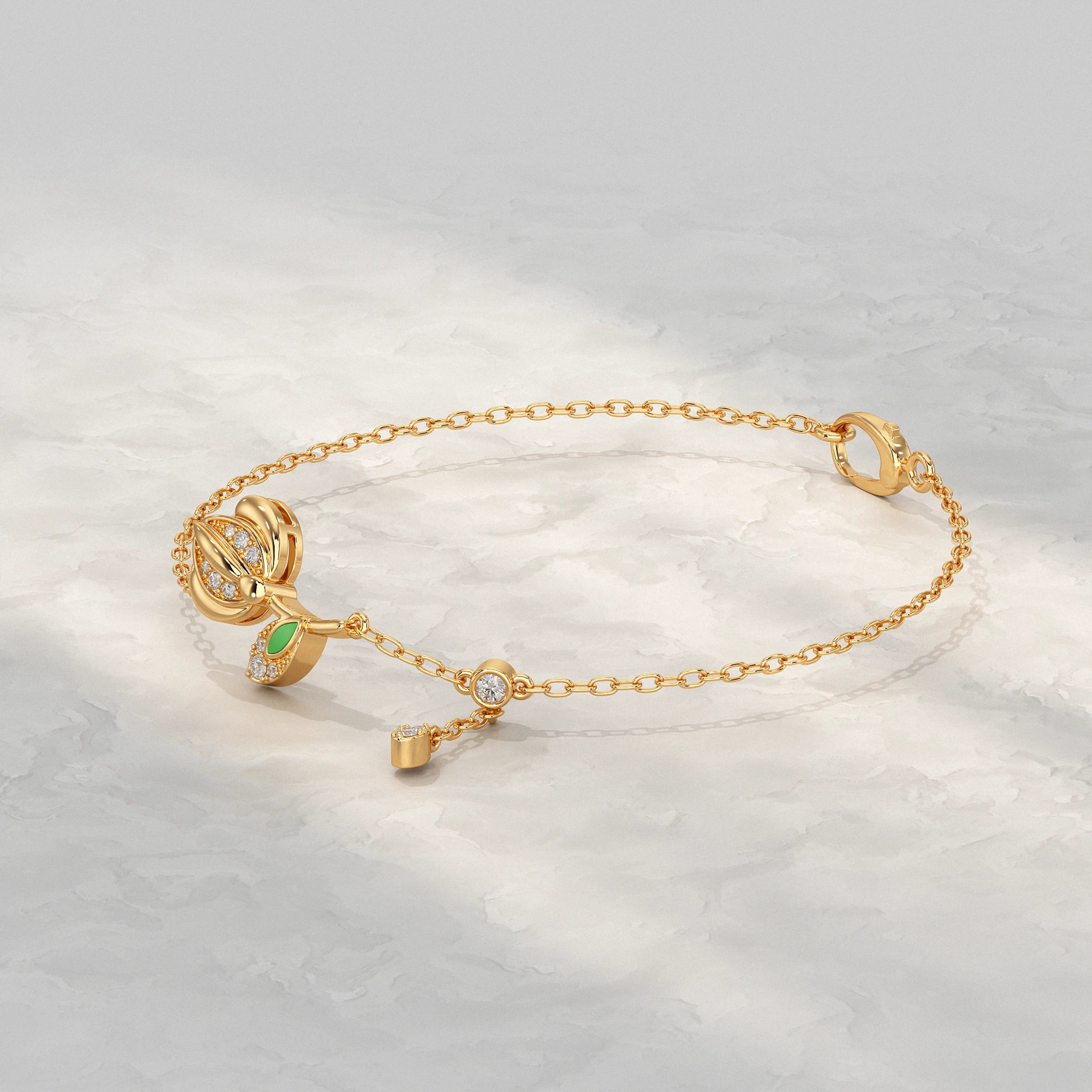 Sparkling Petal and Leaf Accent Bracelet