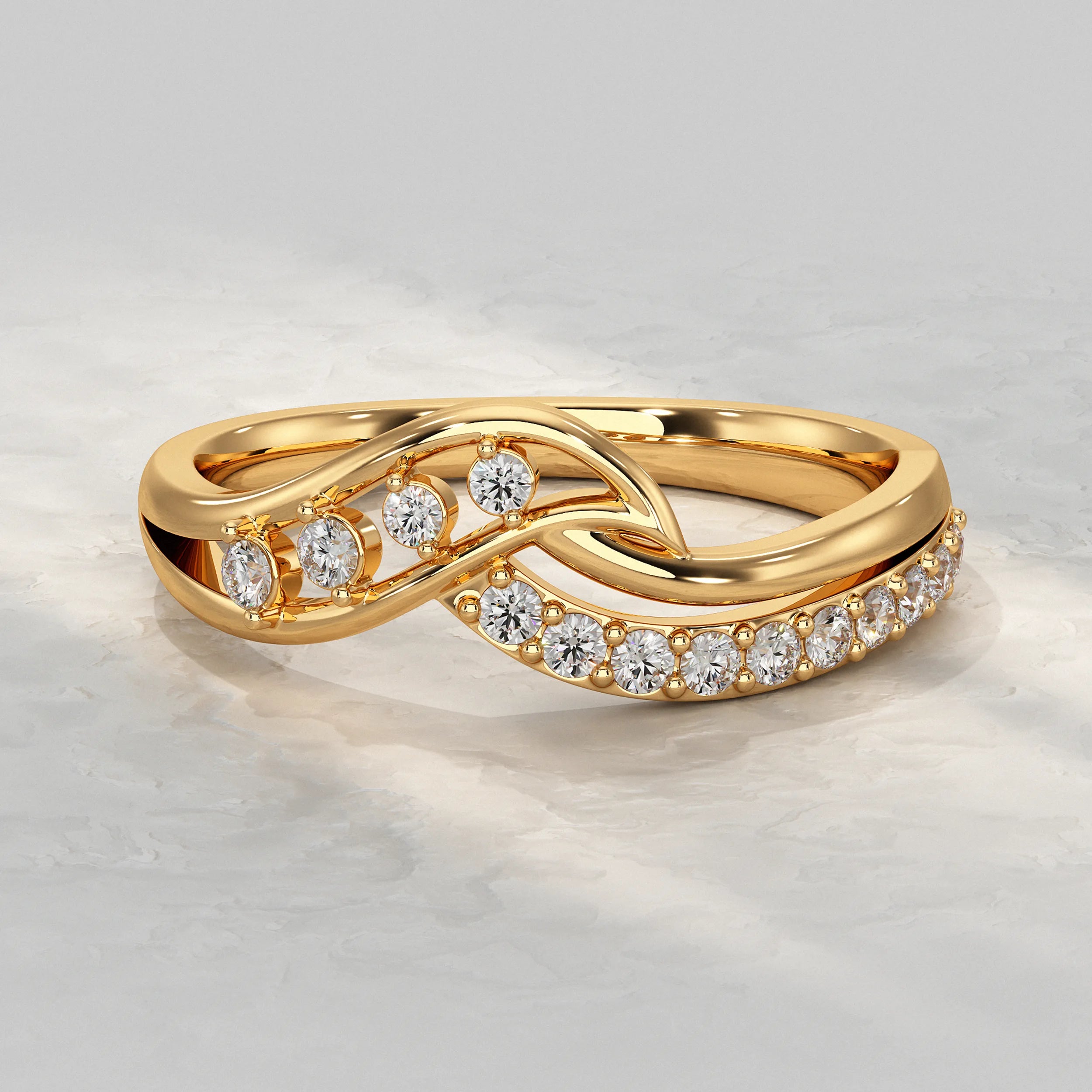 Crossover Round Cut Diamond Cluster Ring