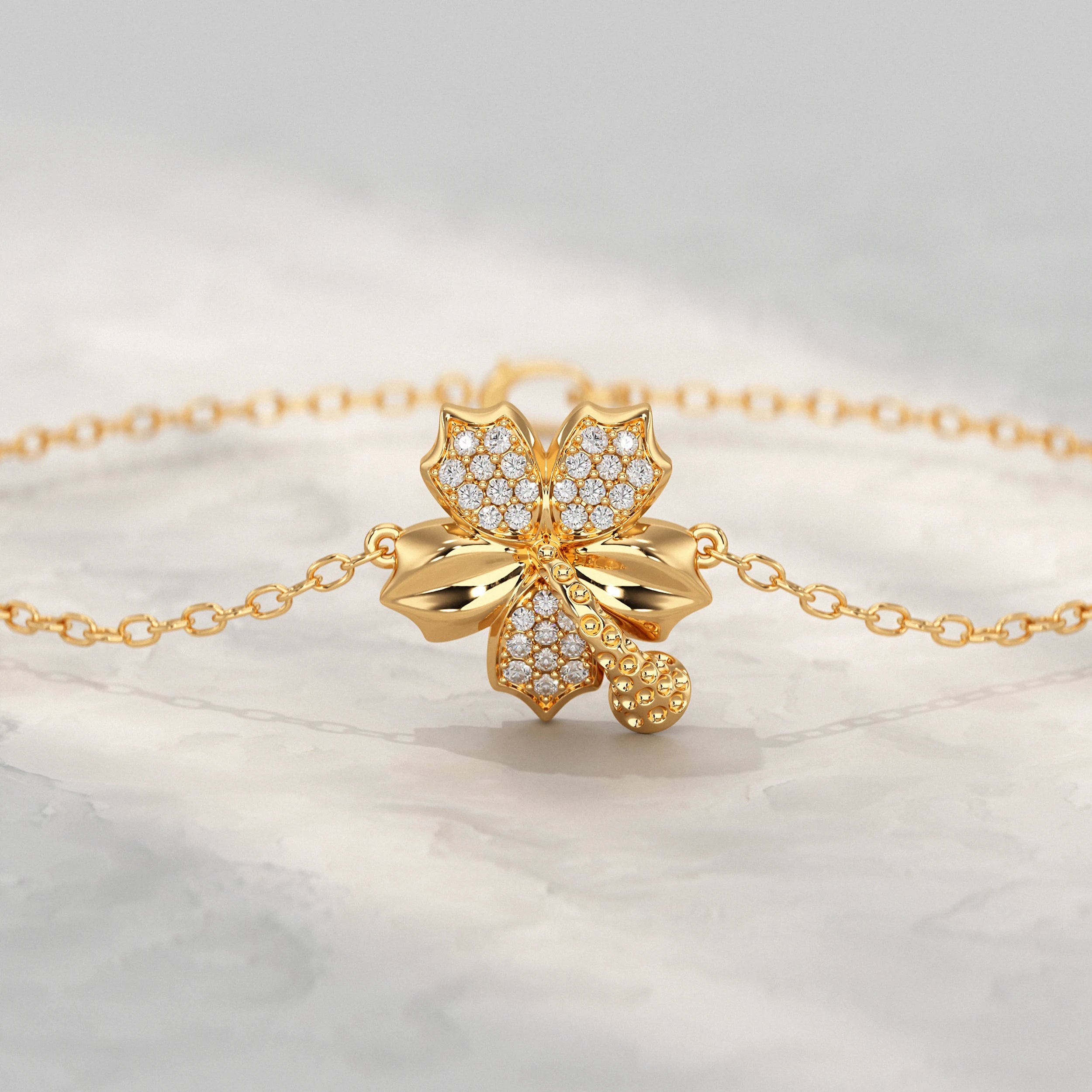 Floral Charm Diamond Bracelet