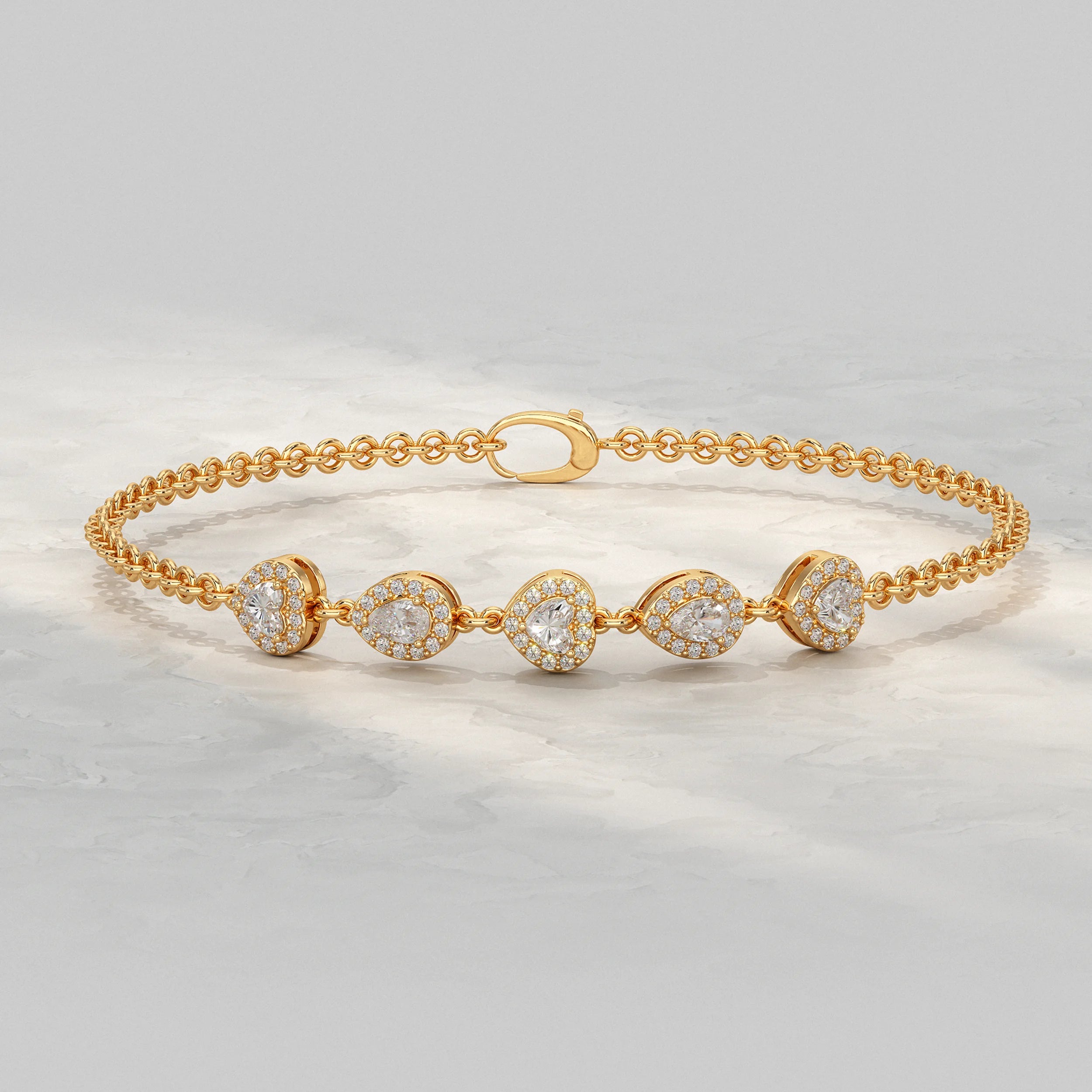 Five Stone Lab Diamond Halo Bracelet