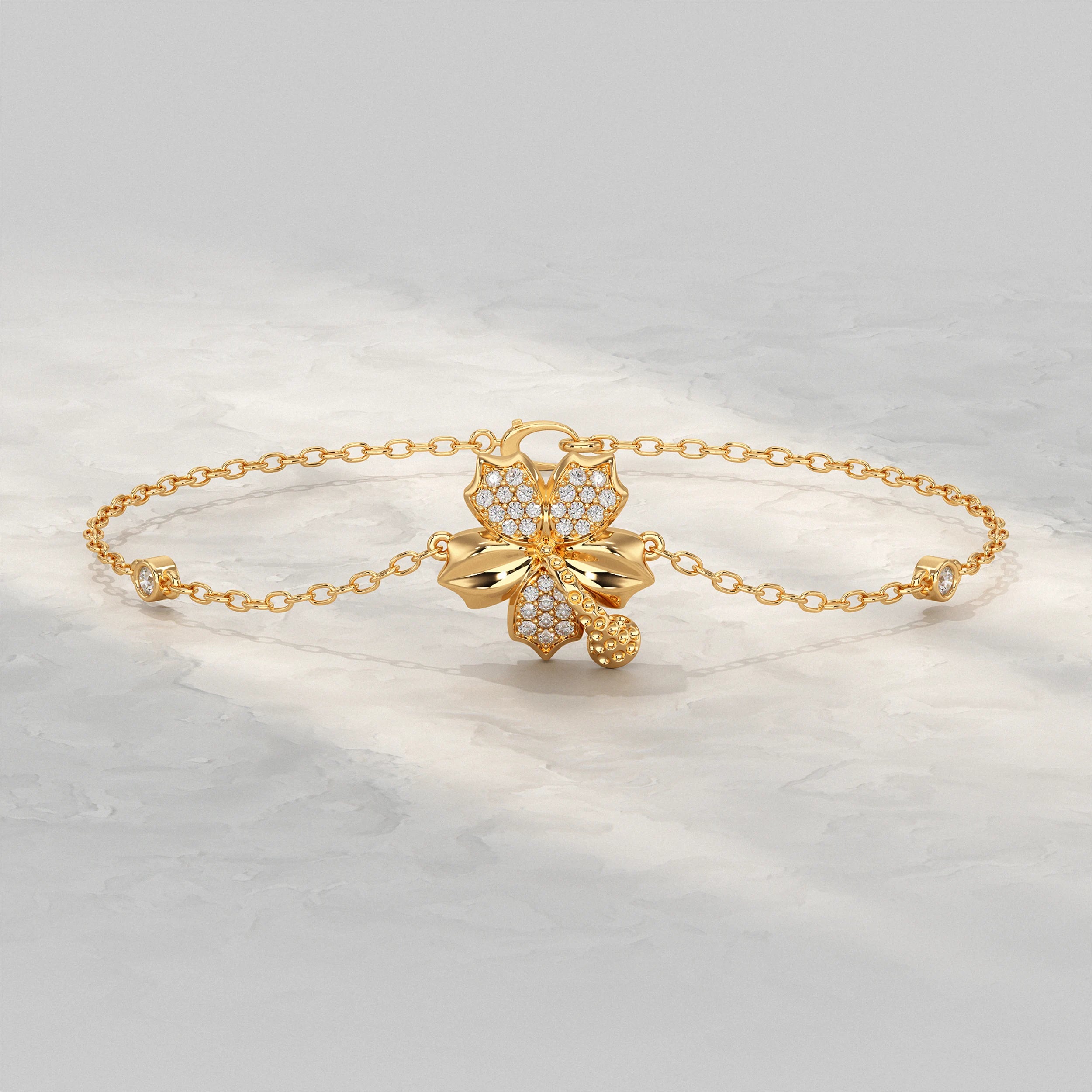 Floral Charm Diamond Bracelet