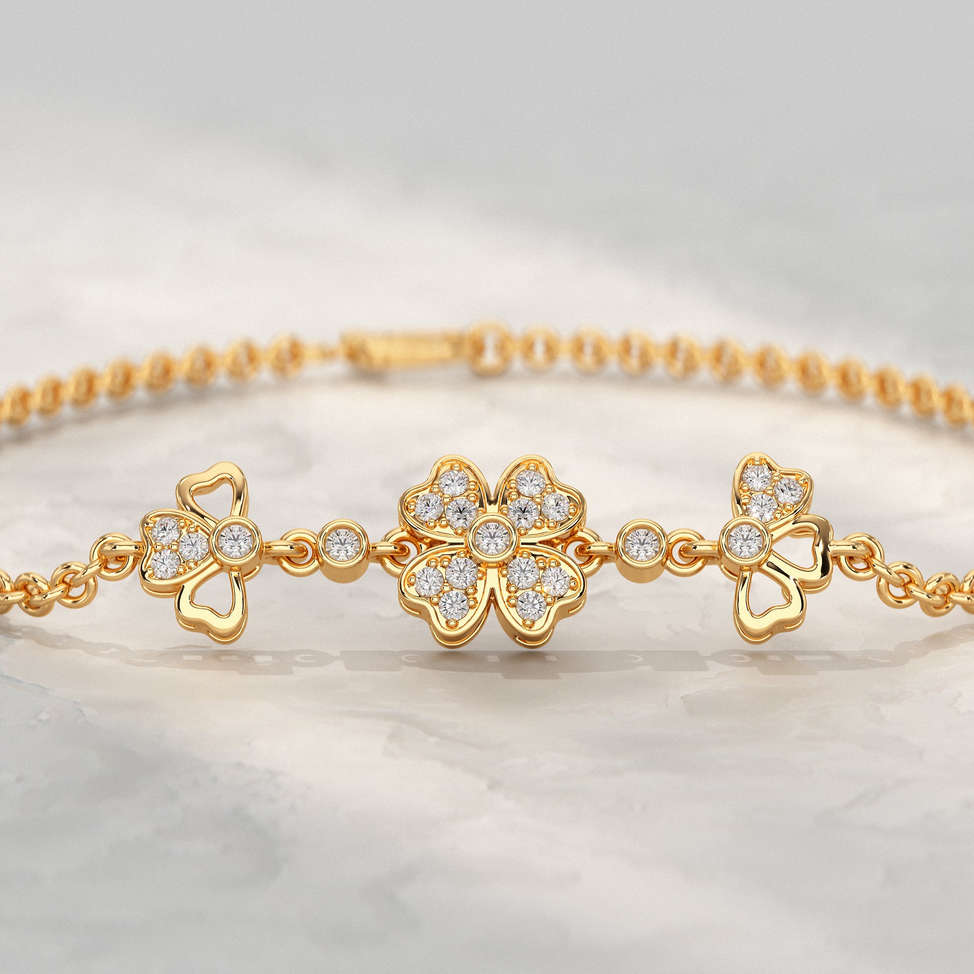 Three Flower Lab Diamond Bracelet