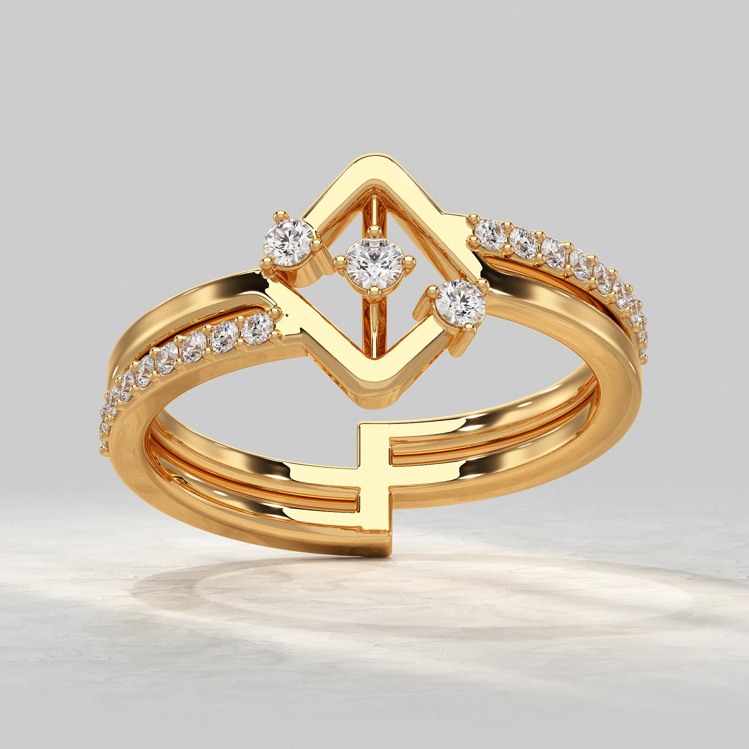 Round Accent Diamond Engagement Ring