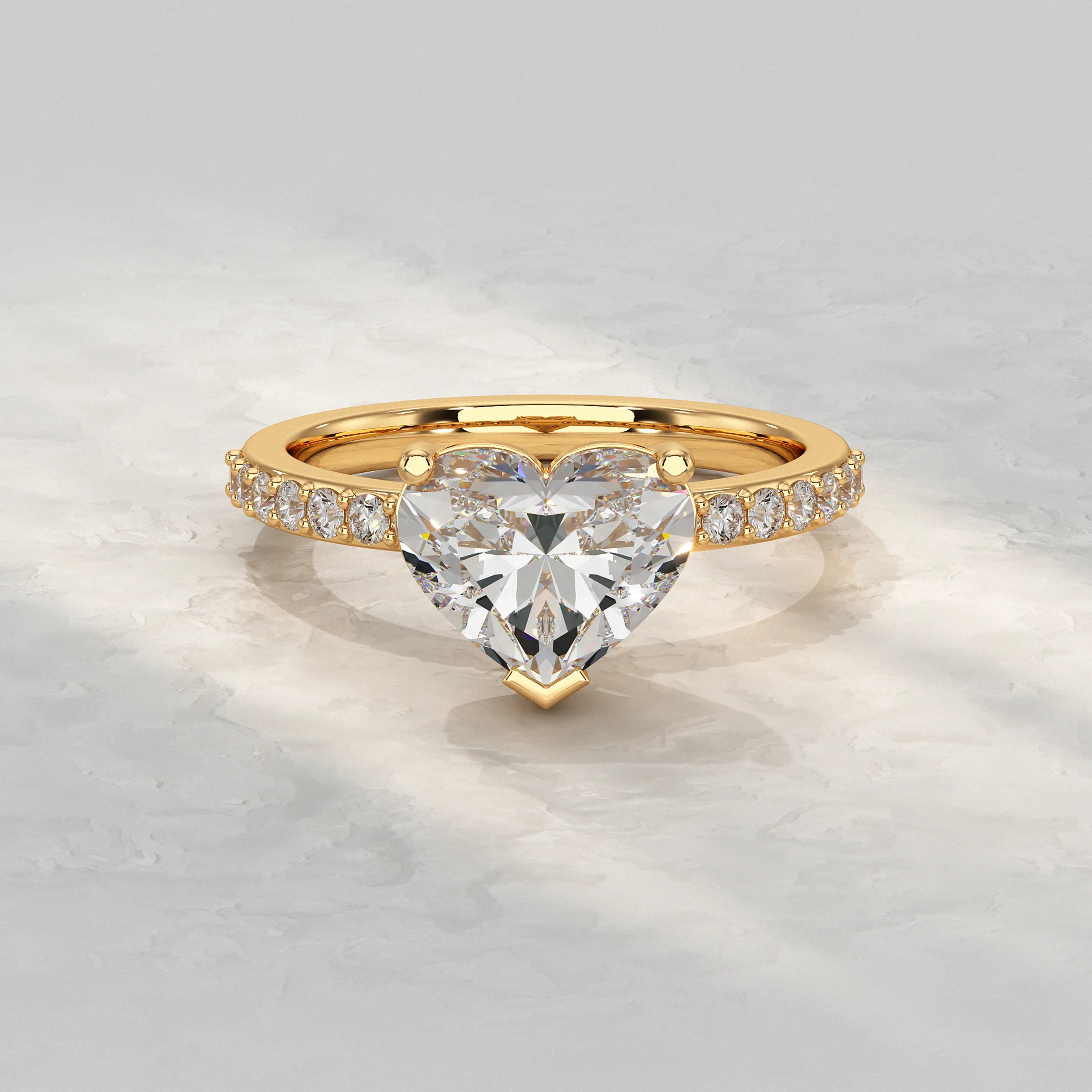 Heart Diamond Solitaire Accent Engagement Ring