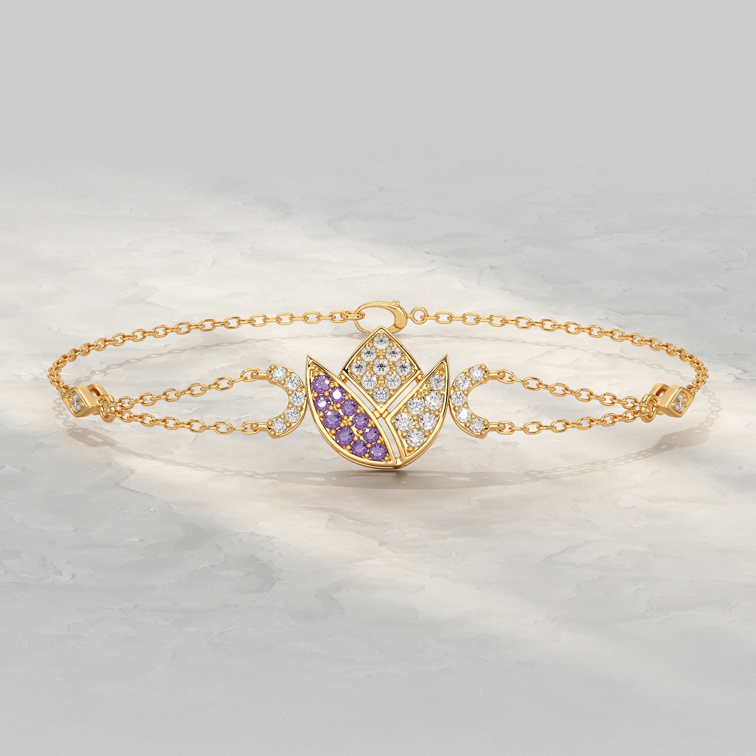 Purple Amethyst Tulip Bracelet